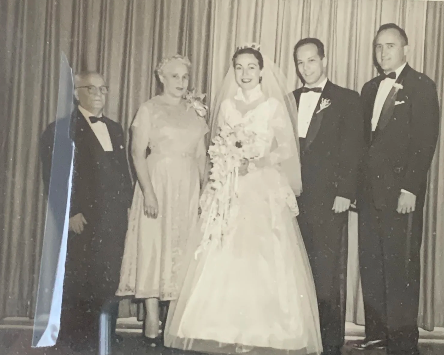 Rose and Dan wedding, Morris, Sara, Rose, Dan, Julie, 1954