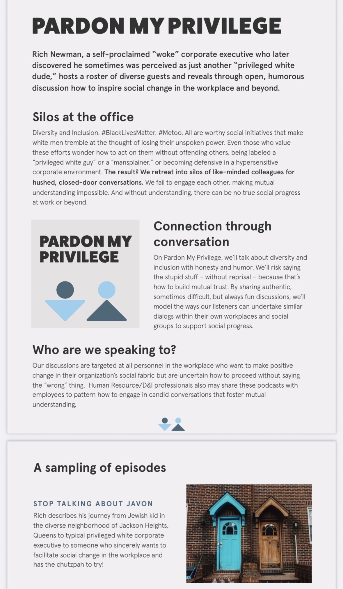 Pardon My Privilege information sheet, 2020