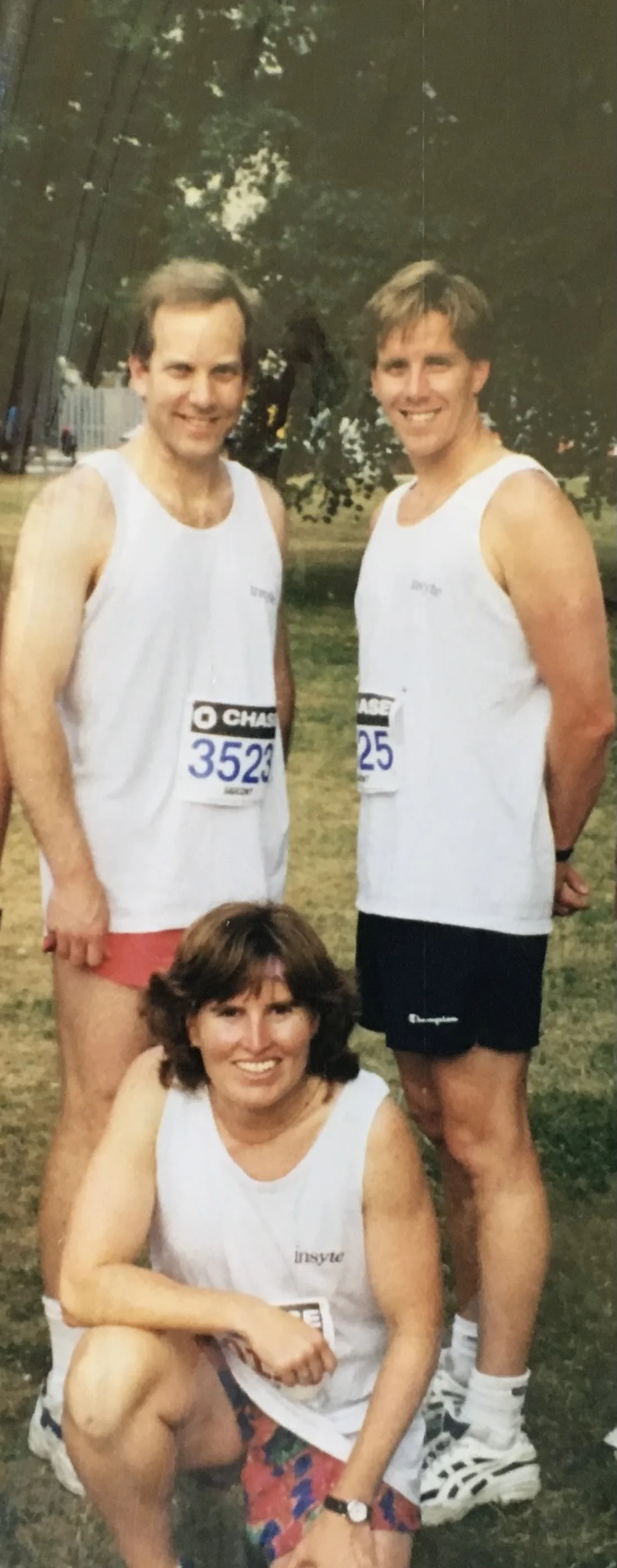 Insyte running team, 1997.  Rich, Kathy, and Dan (Kevin Bacon look alike)
