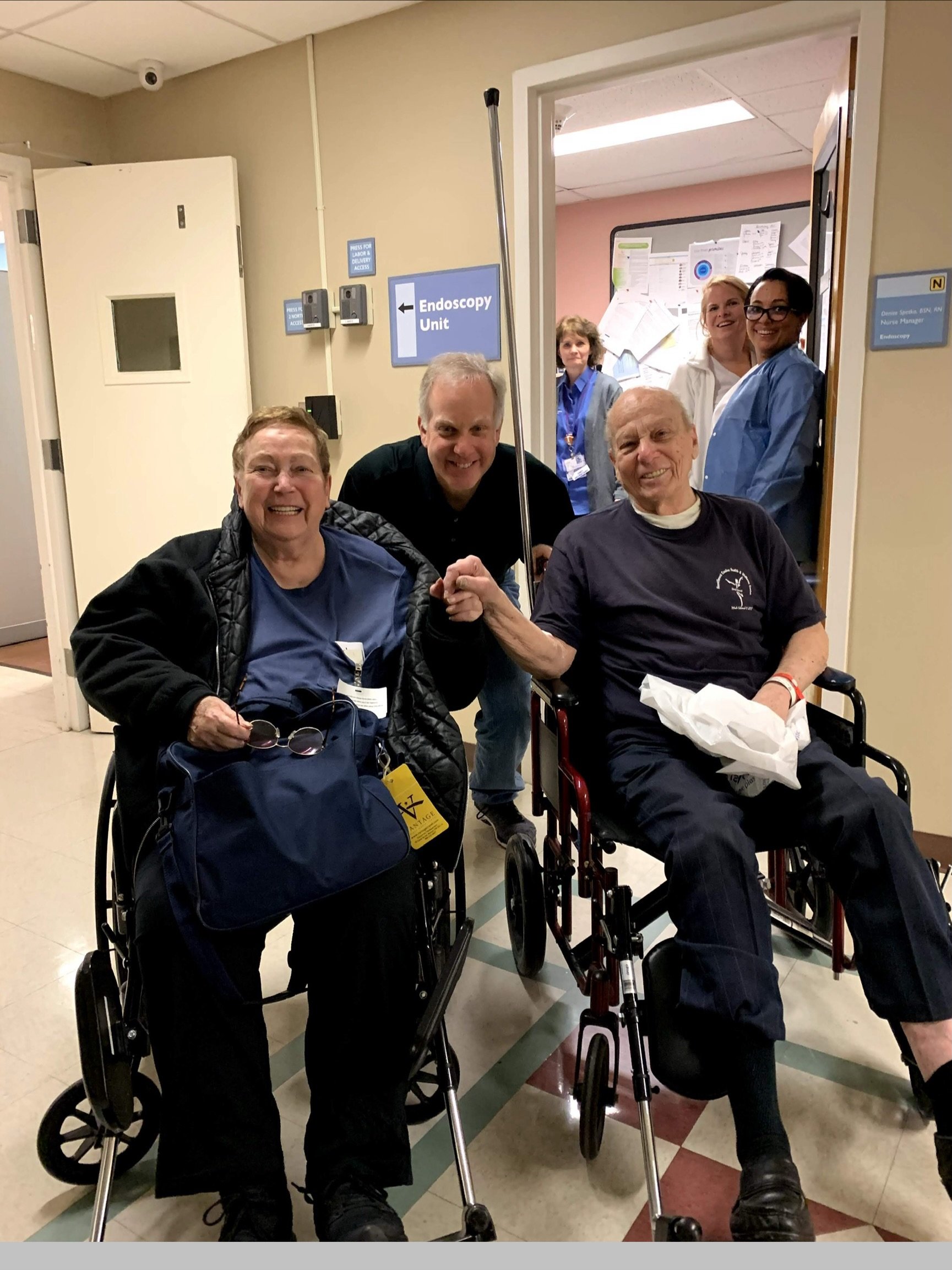 Rich with Rose and Dan at Huntington Hospital, 2020.  Dan had a simple procedure.  Rose passed away a week later.