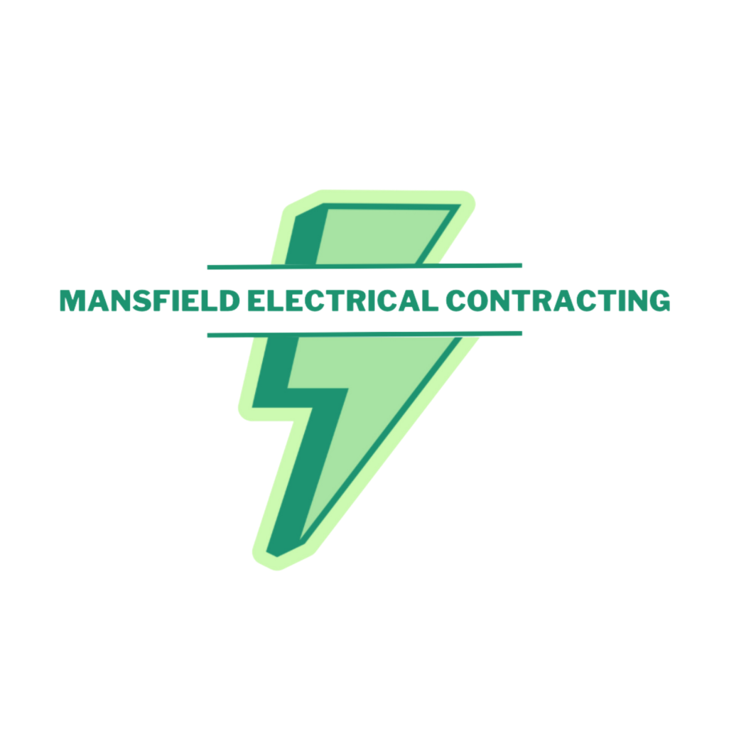 Logo of Mansfield Electrical Contracting featuring a green lightning bolt and company name.