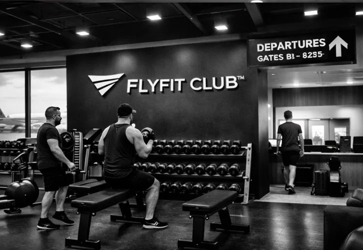 Advanced athlete recovery technology and stretching zone for professional travelers at FlyFit Club  the worlds first airport gym fitness center
