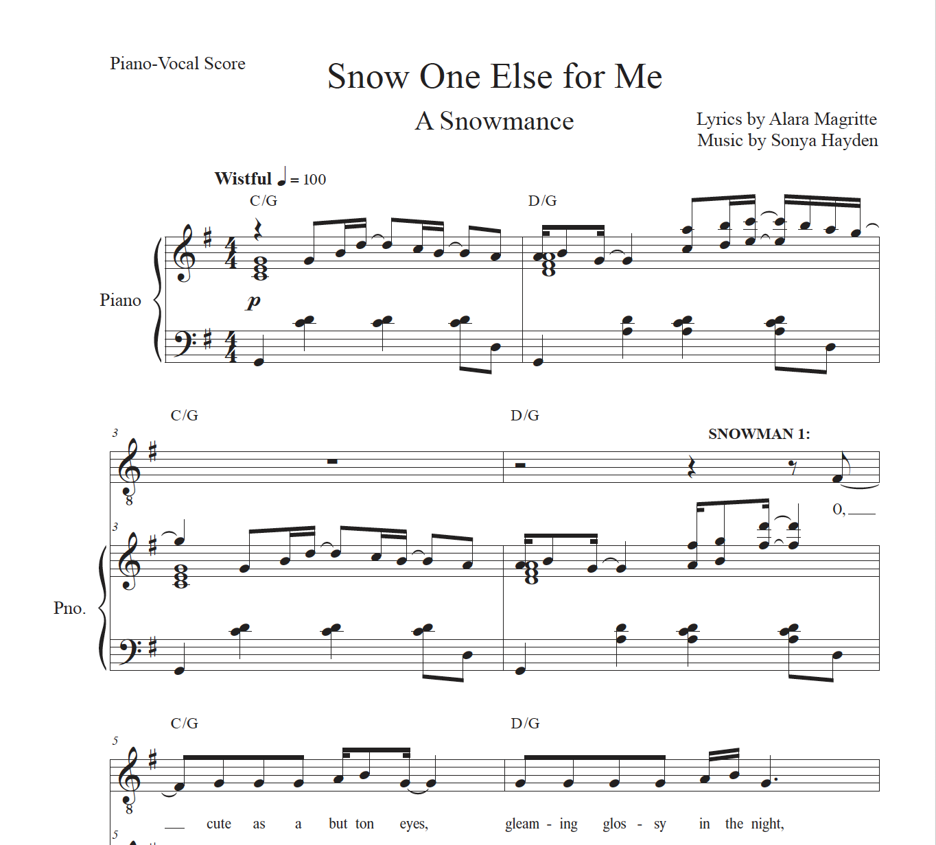 Snow One Else for Me - Duet, 2 Tenors