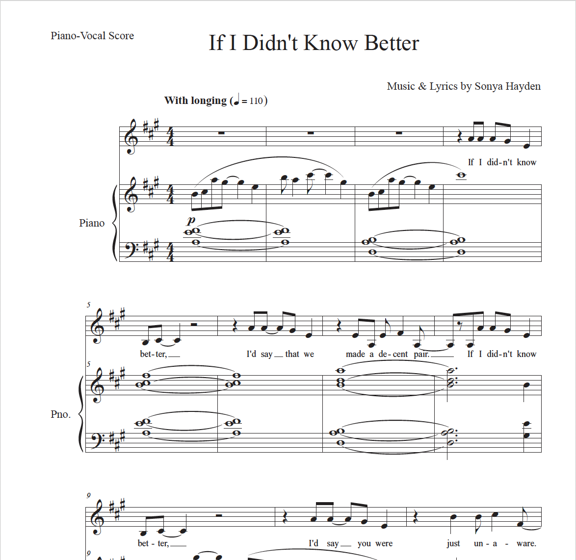 If I Didn't Know Better - Mezzo solo