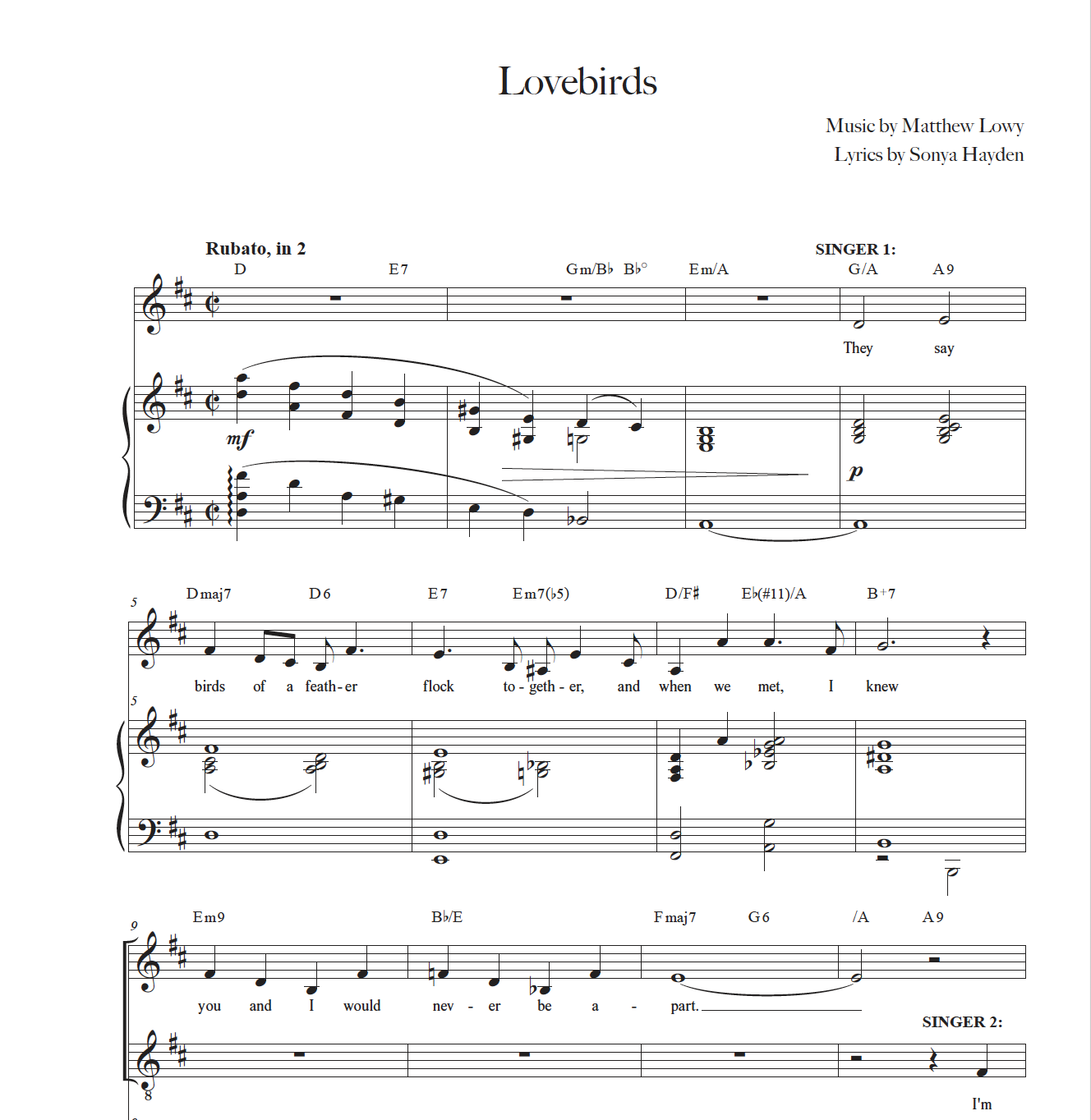 Lovebirds - Duet, Mezzo & Baritone