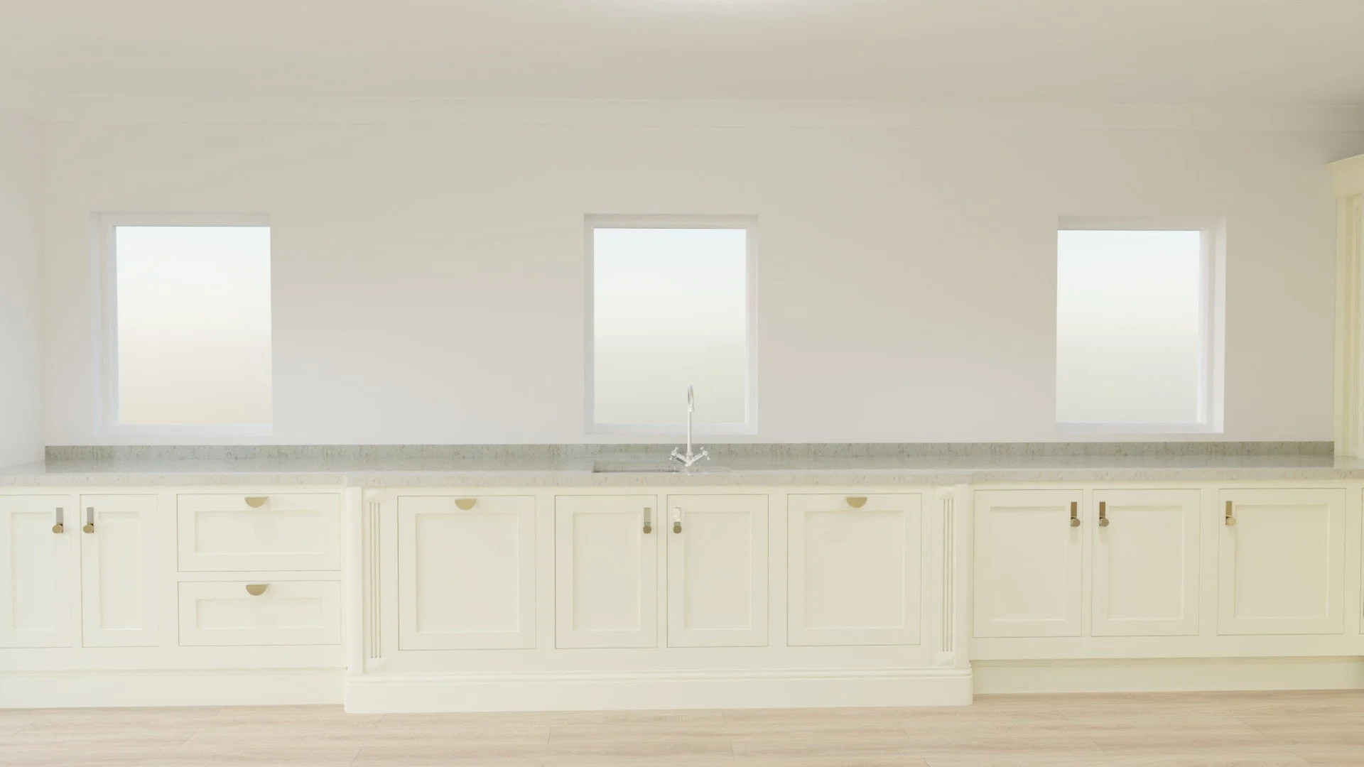 Complete sink run, the client wanted a lot fo room to work on so we made an entire wall of un-interrupted worktop.