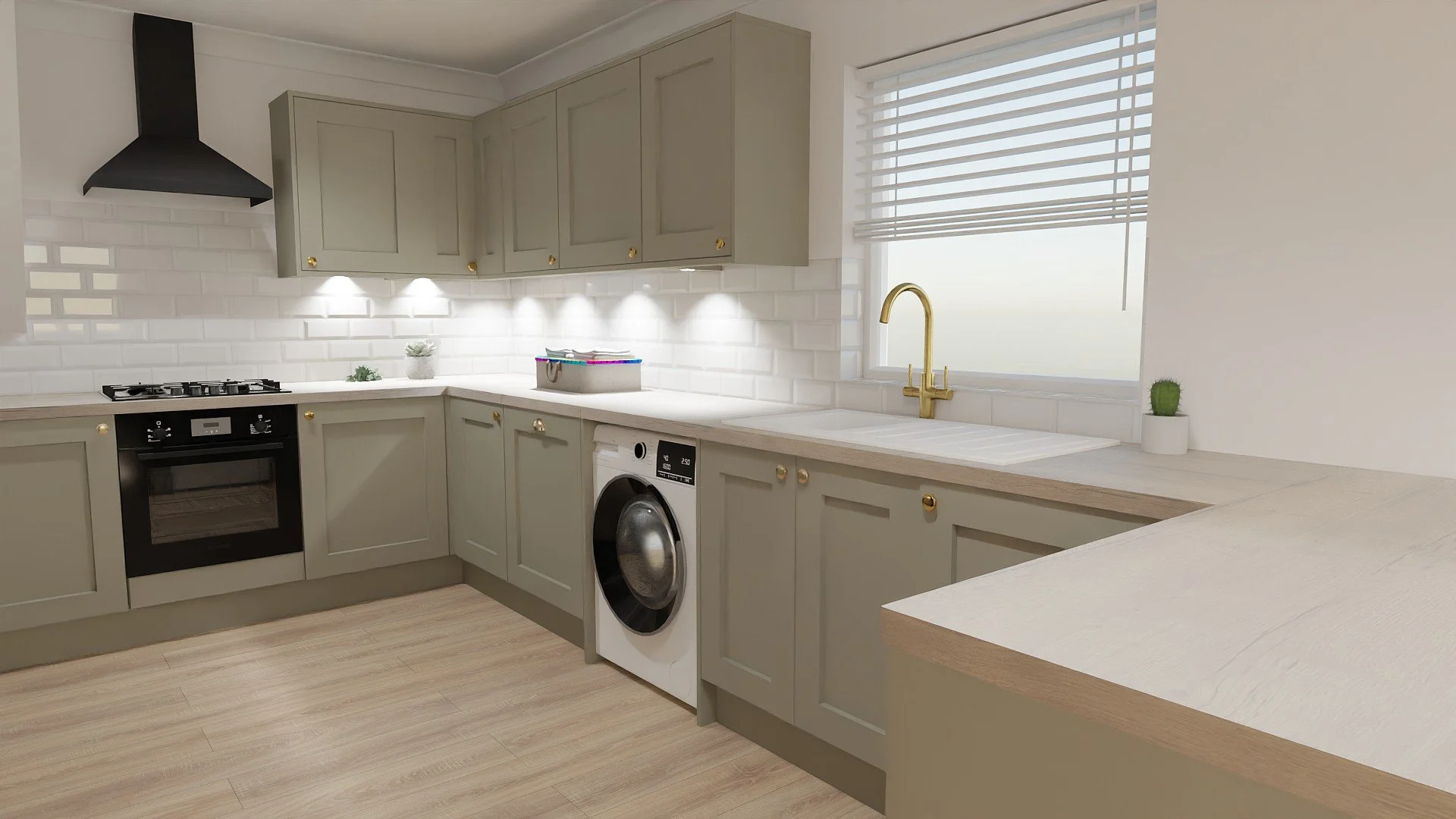 A warming drawer was incorporated underneath the oven, as well as underlights for the wall units.