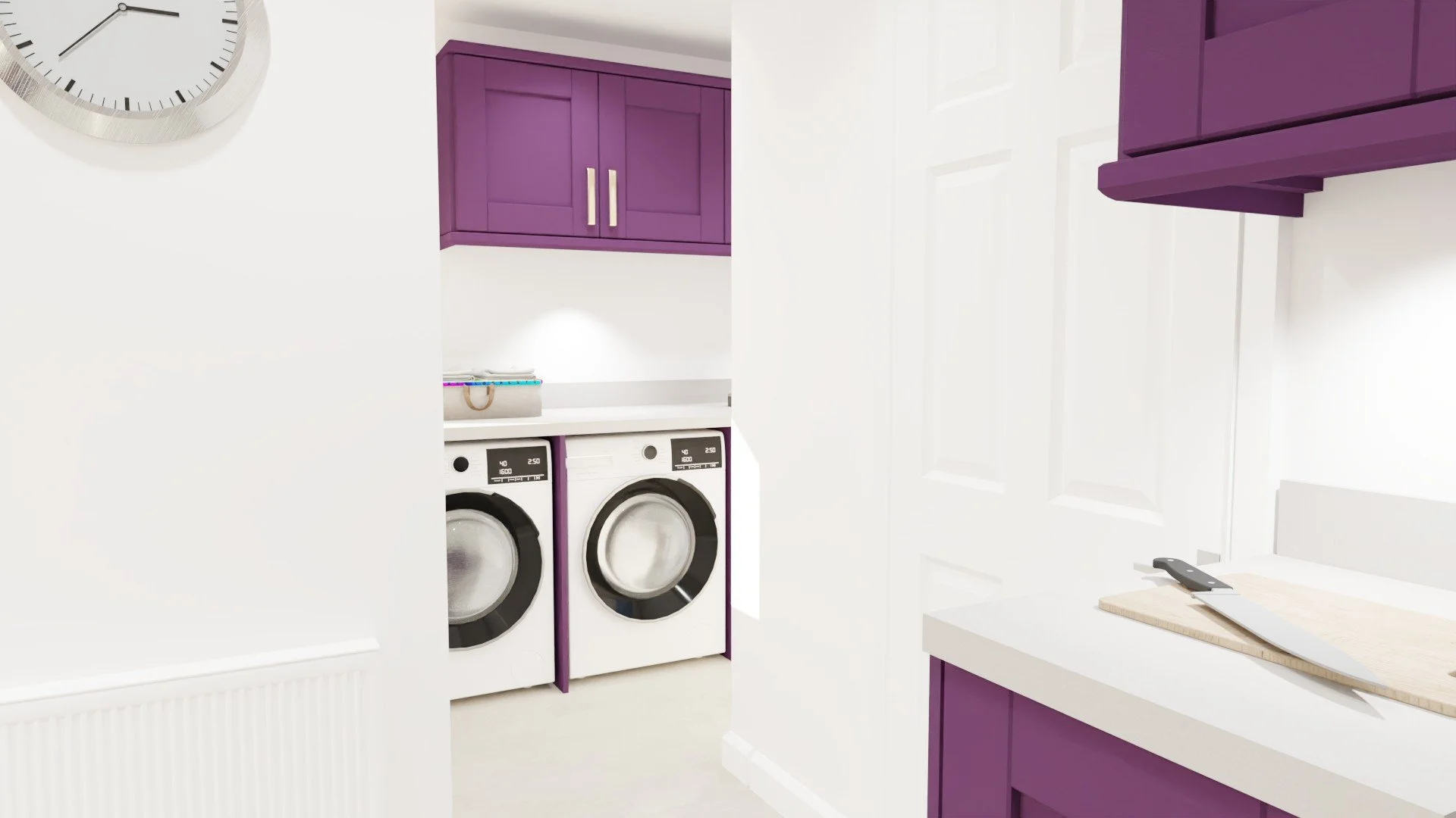 Entrance to Laundry room, where we matched the units by colour and make.