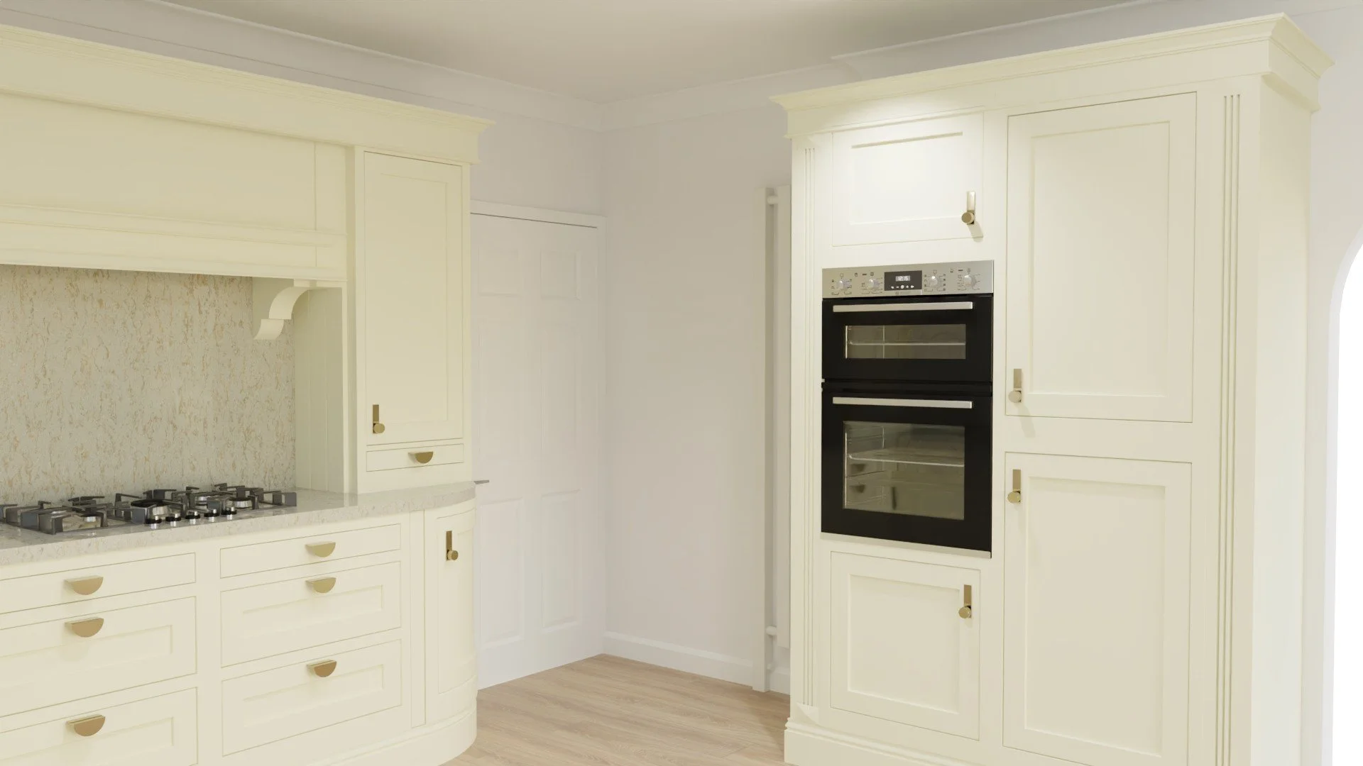 Double oven and integrated 50/50 Fridge Freezer.