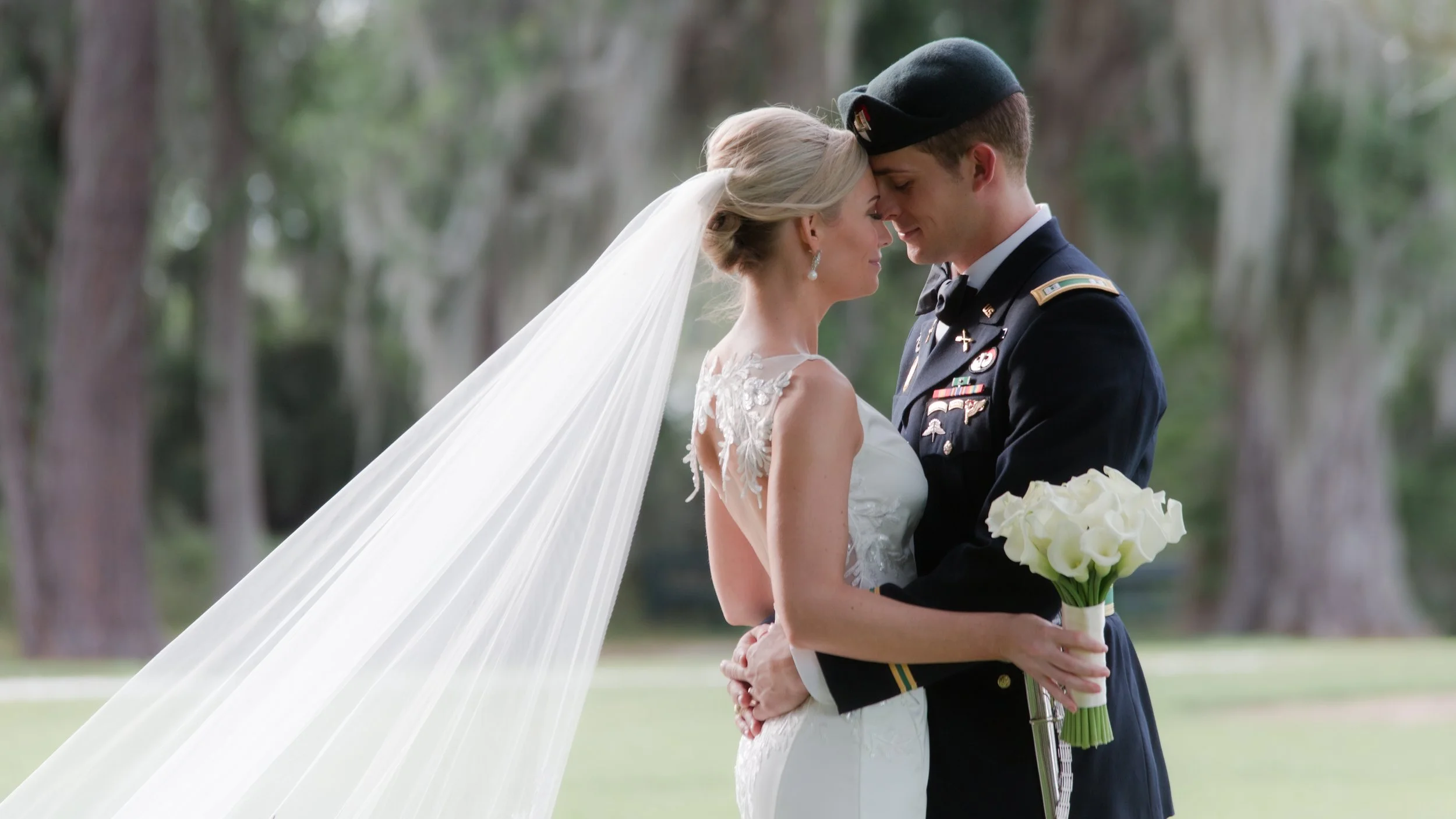 Paige & Nate embrace as husband and wife at the Ford Plantation, in Richmond HIll, Georgia.