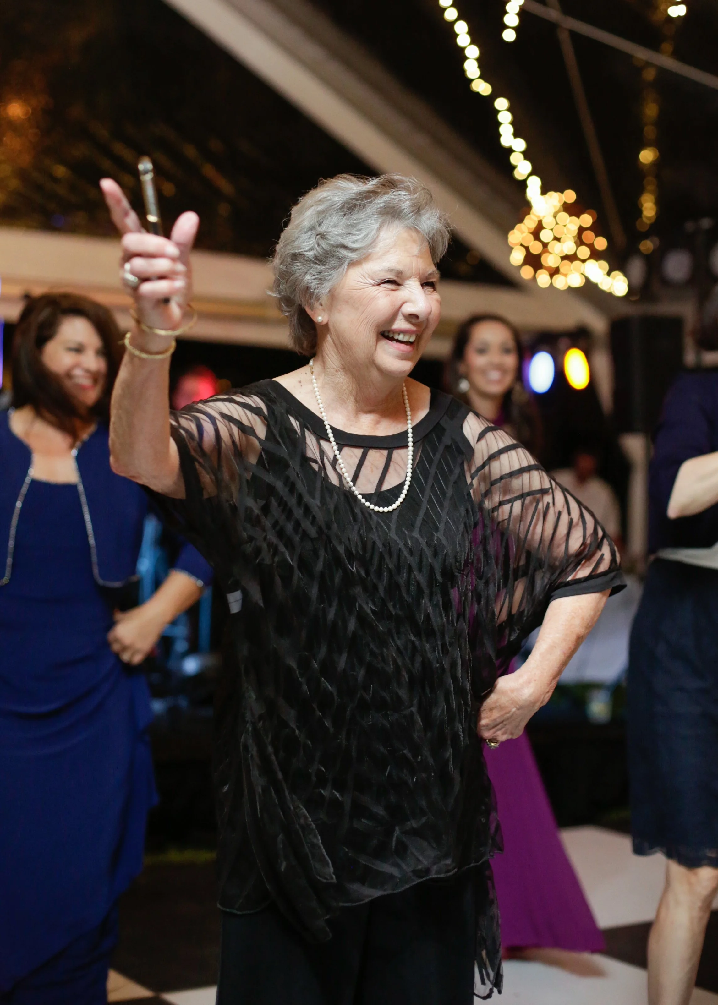 Grandmother on the dance floor at Megan Gordon Greene's wedding reception  on Wilmington, Island, GA 