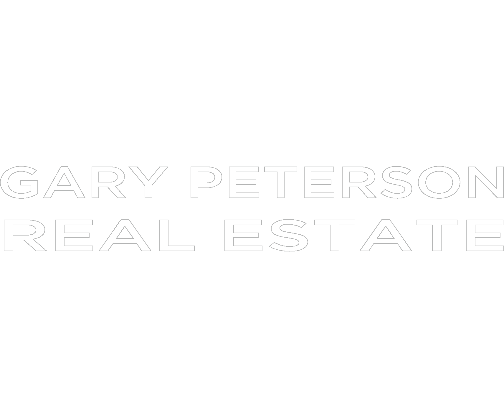 Text reading 'Gary Peterson Real Estate' in outline font on a white background.