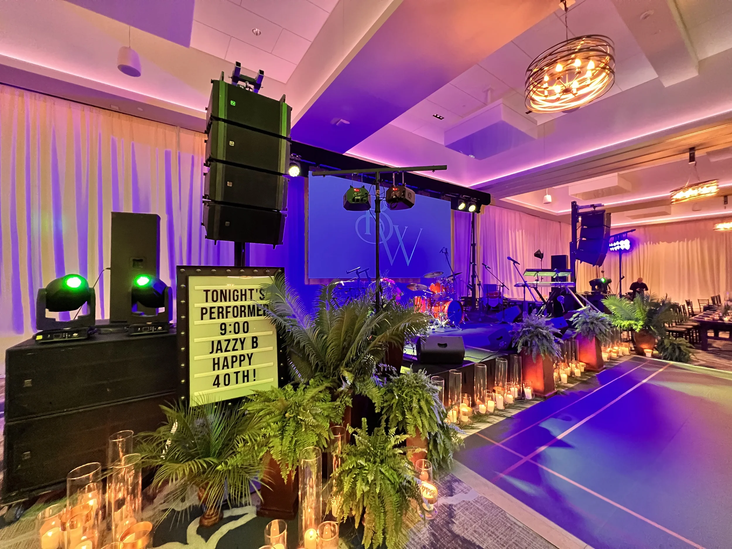 Video wall and audio production for a live band (Jazzy B) at the hyatt lake washington in renton WA for a 40th birthday celebration
