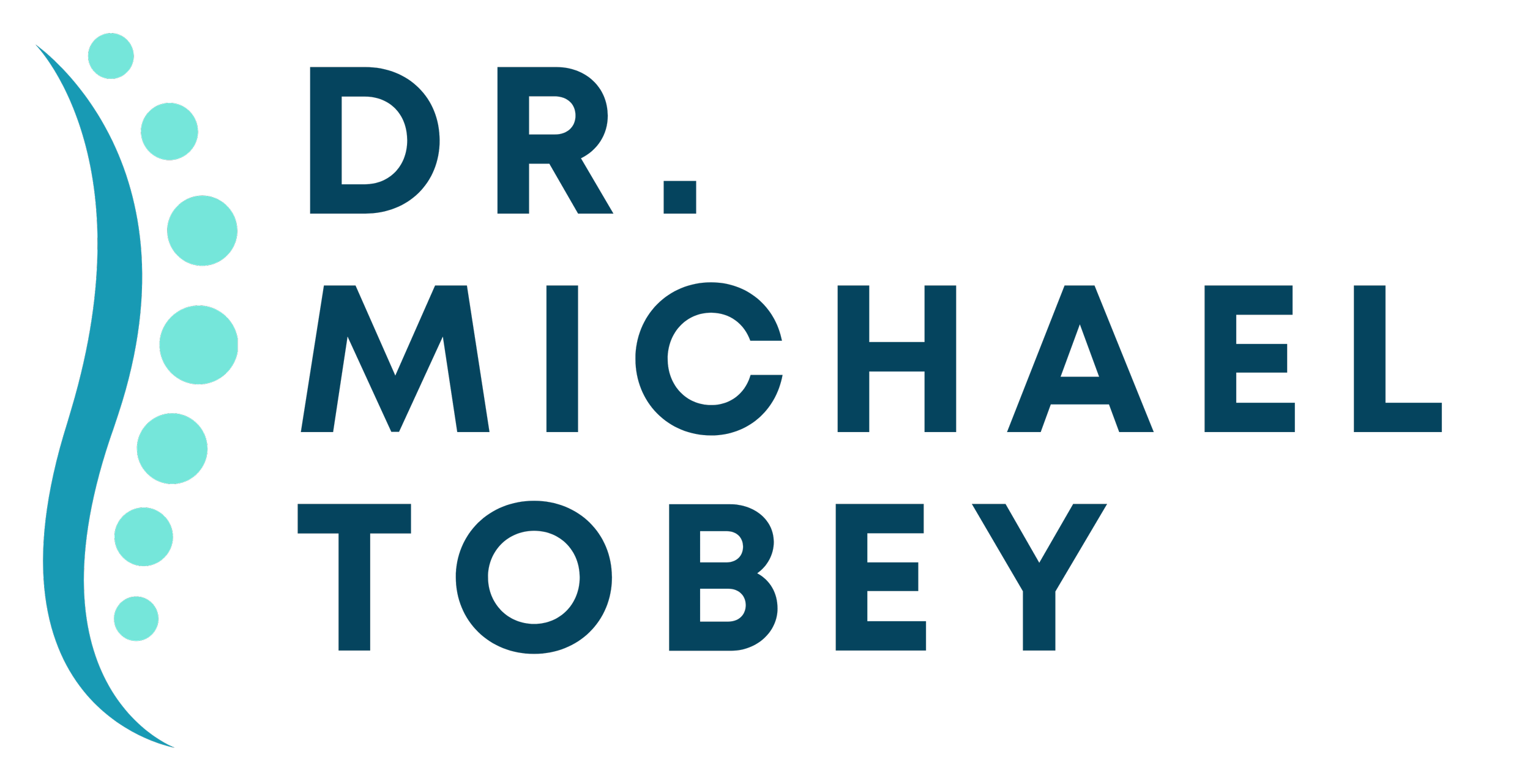 Logo with stylized spine illustration and text reading 'Dr. Michael Tobey'.