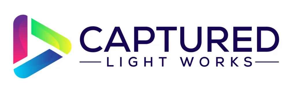 Captured Light Works logo with colorful geometric design and text on a white background.