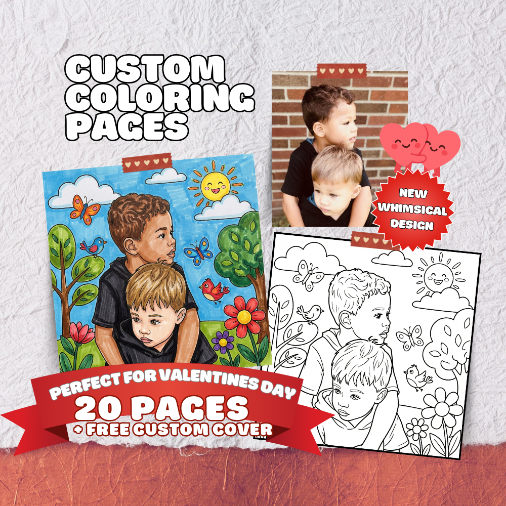 Custom Coloring Book 20 Pages + FREE Custom Cover
