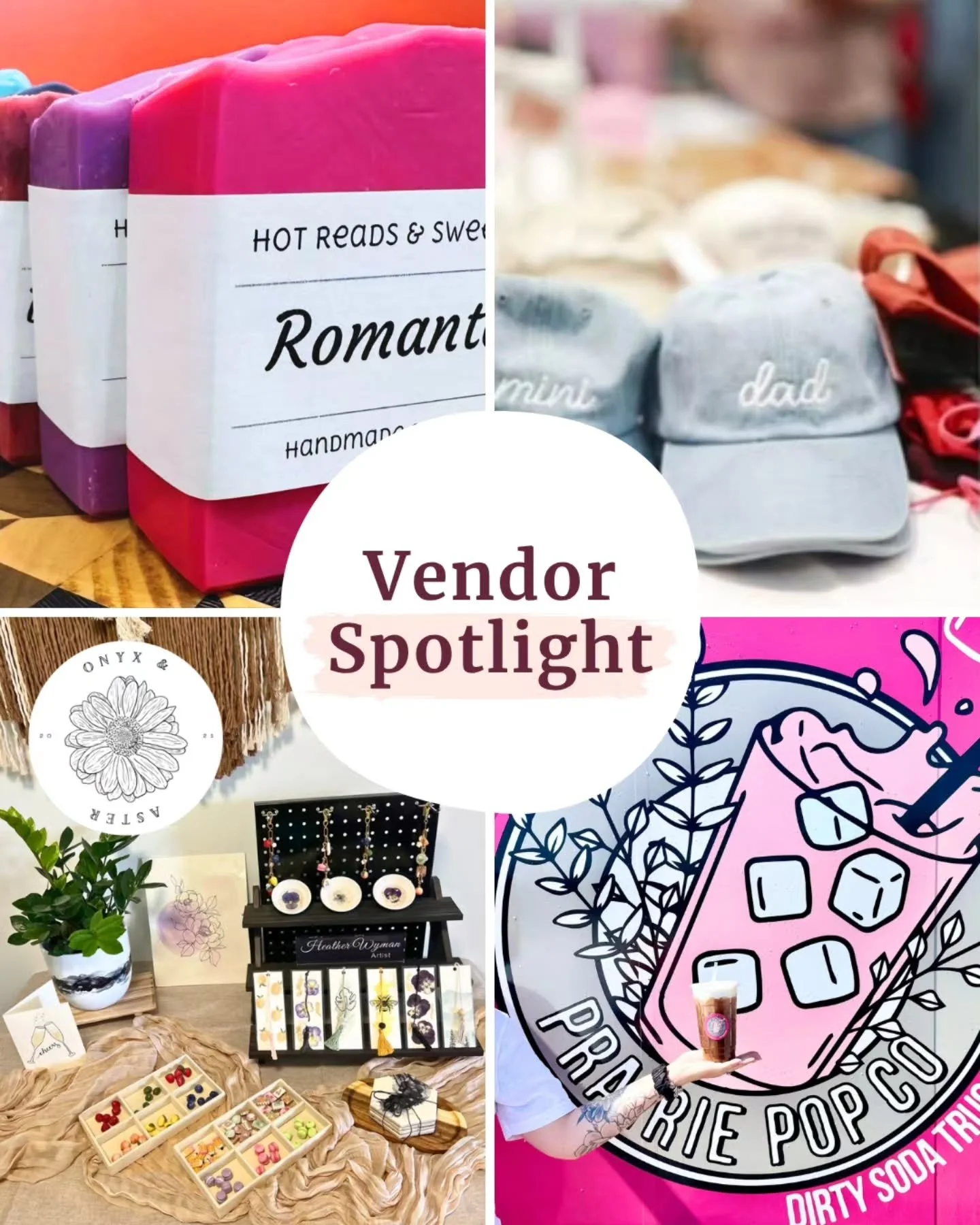 Vendor Spotlight Round 2 is LIVE for Maven Market and this crew is serving creativity, style &amp; dirty soda!&nbsp;🌸🥂

These women craft beauty in their products and in the stories that brought them here 💕

@hotreads.ca @onyxandaster @jeannette_b