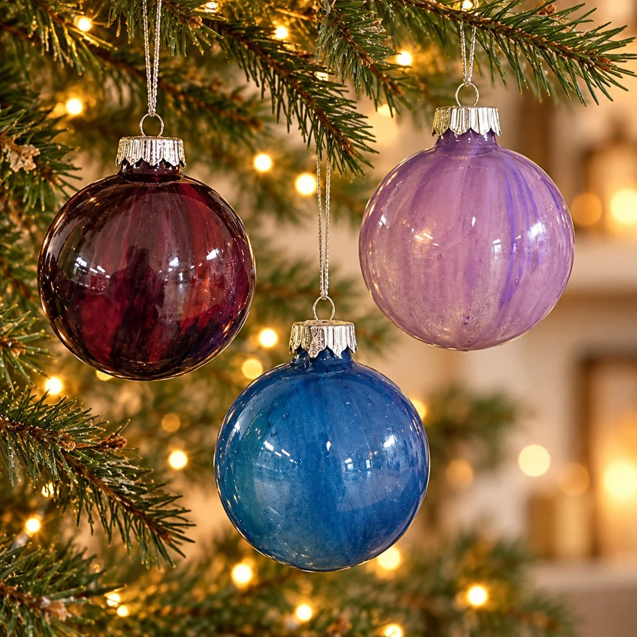 Handmade glass Christmas ornament trio.jpg