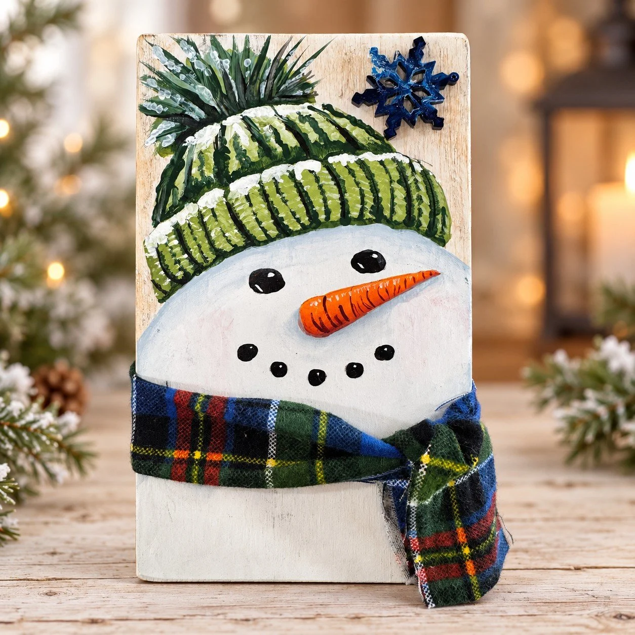 Handpainted snowman board in winter light.jpg