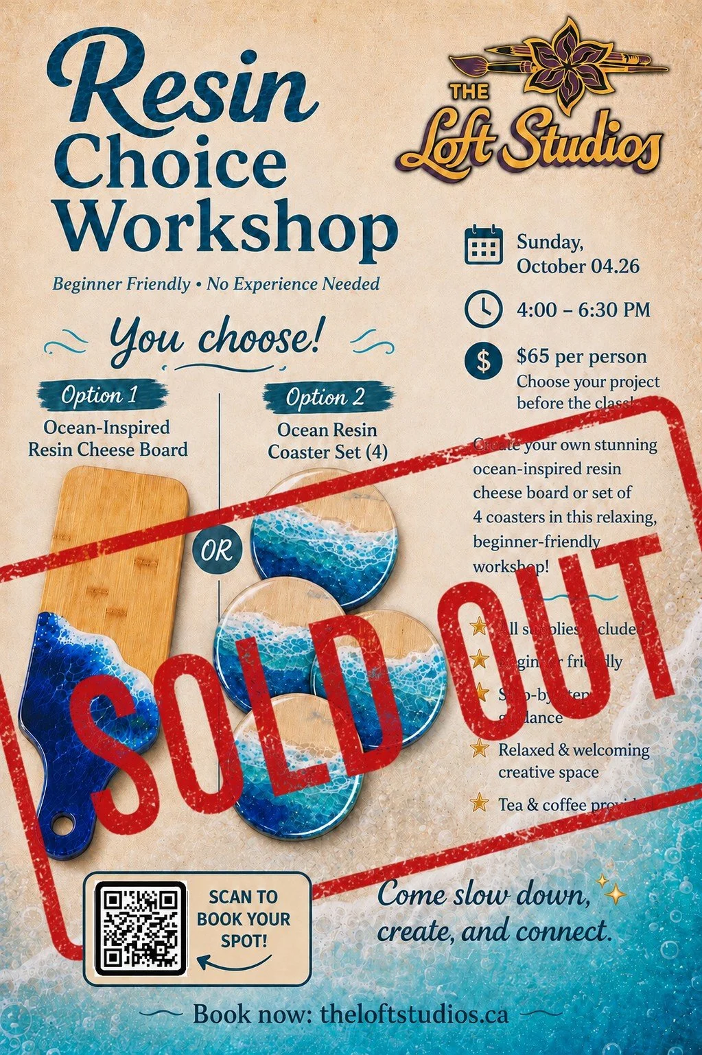 Resin Ocean Workshop -  Choice of Cheese Board or Coaster  /  Oct.04.26