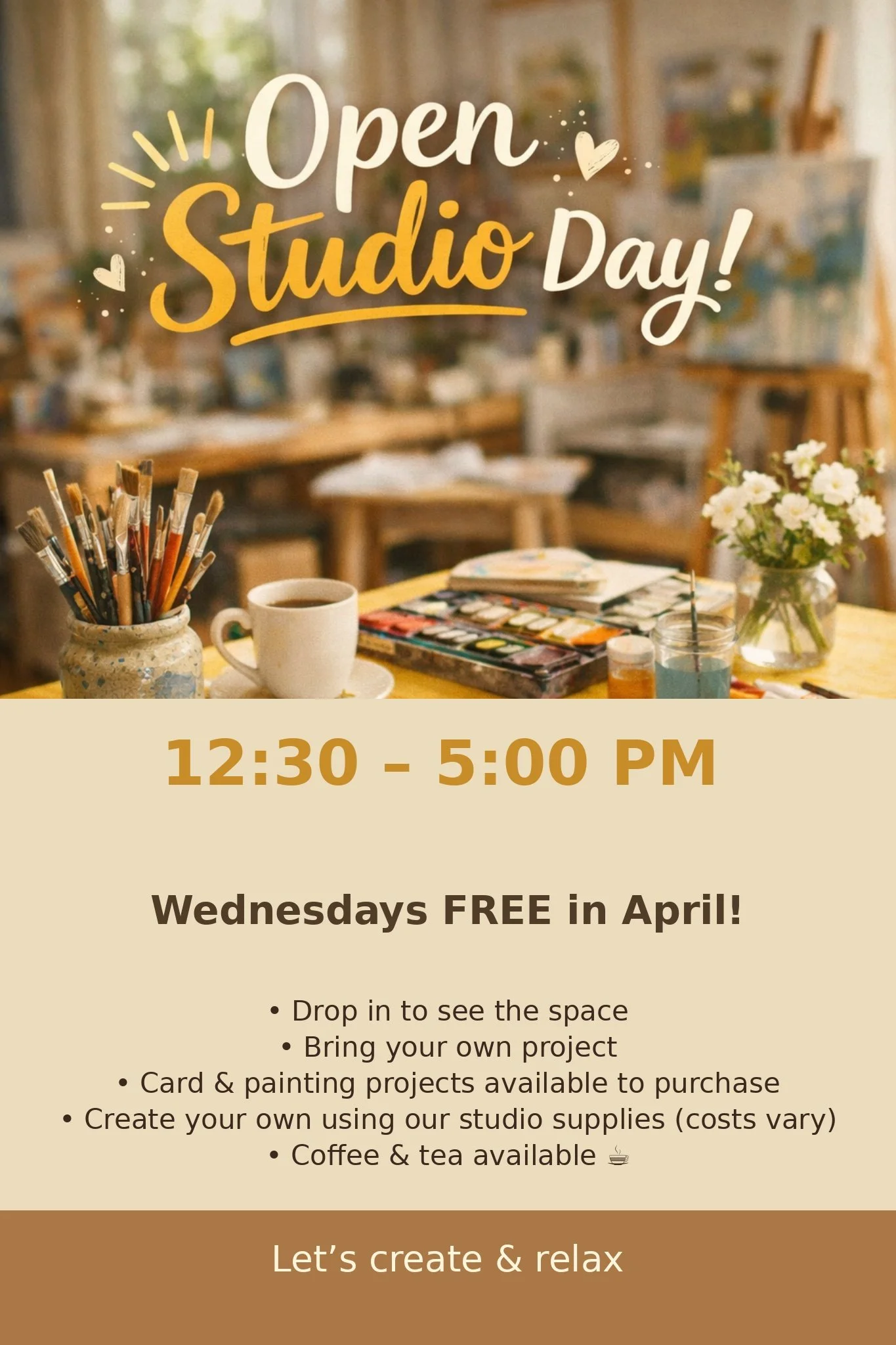 Open Studio -  12:30 to 5:00pm