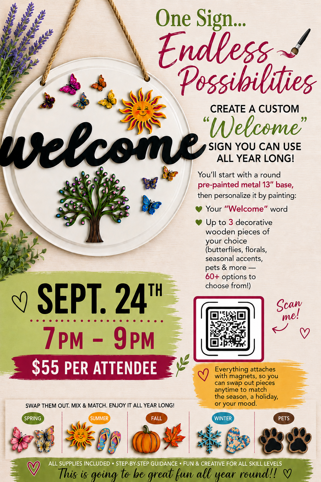 Interchangeable Welcome Sign  /  Thursday,  Sept.24.26