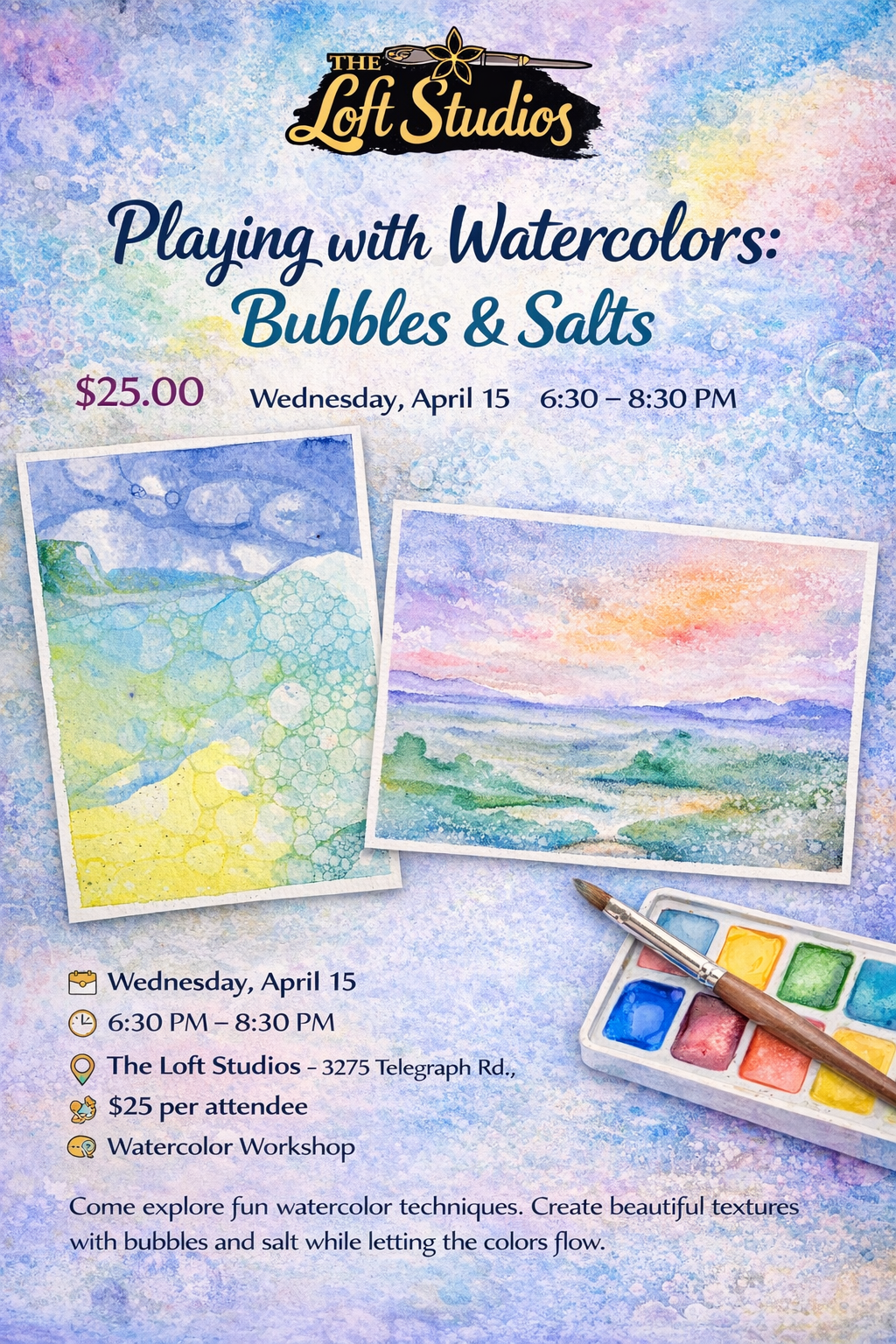 Playing with Watercolors:   Bubbles & Salts