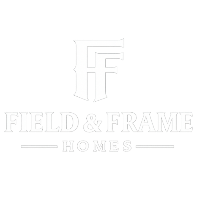 Logo for Field & Frame Homes with initials FF and the company name below in white on a black background.