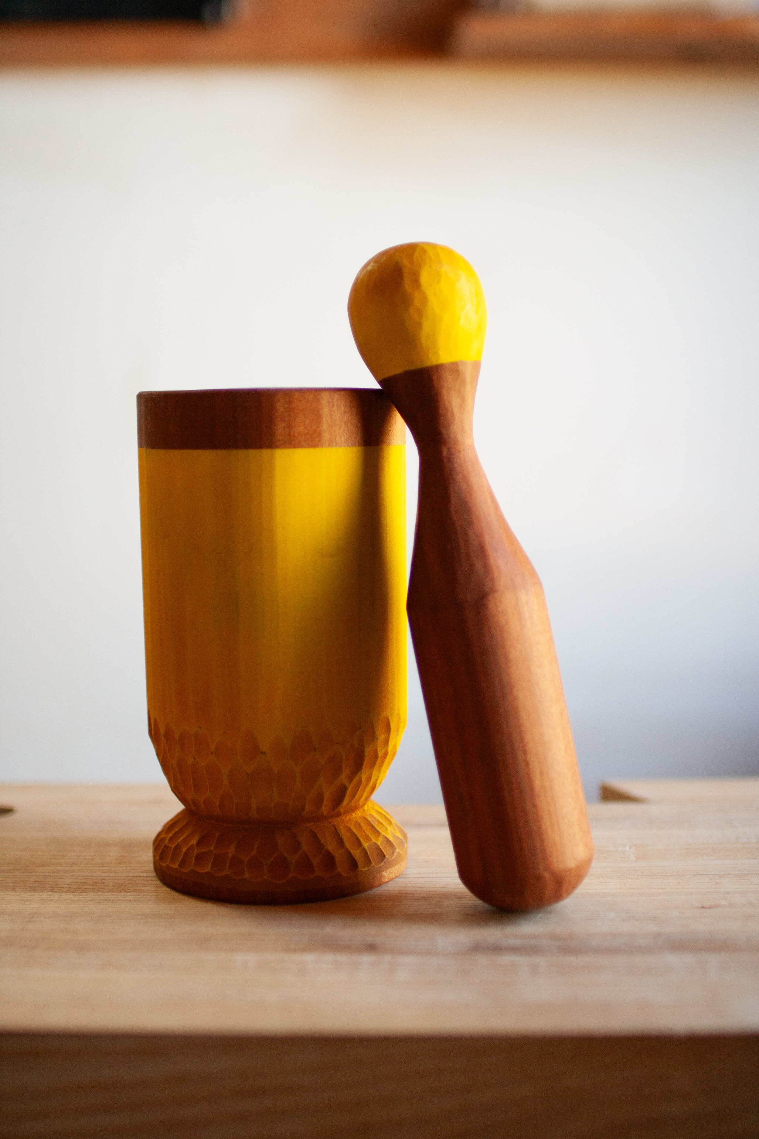 Pilón y maceta | Boricua style mortar-and-pestle. Today, most of these you’ll find are turned on a lathe, mass produced and imported. As mine was to be handcarved, I decided to find deeper inspiration in the original pilones as crafted by the Taíno. 