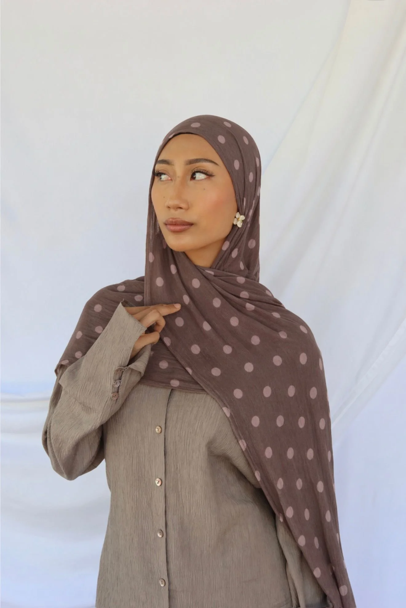 Brown Polka Dot Hijab