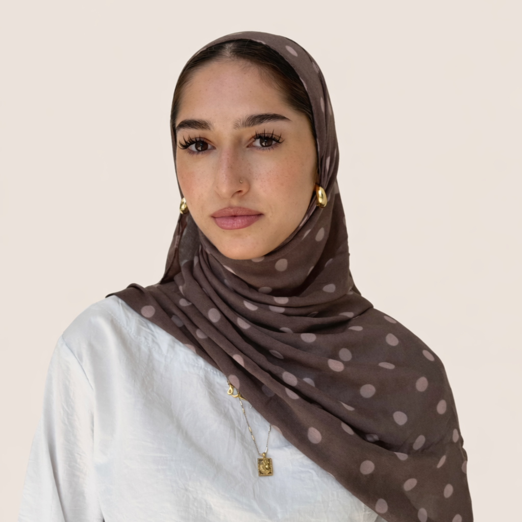 Brown/Pink Polka Dot Hijab