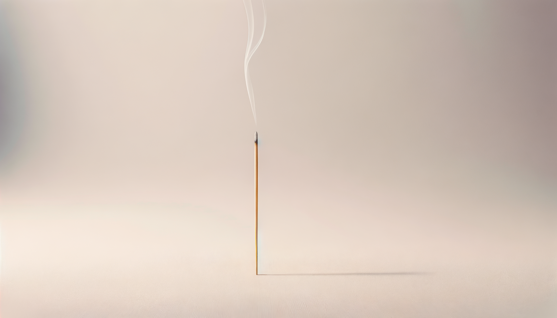 A lit matchstick with smoke rising from the tip, positioned upright on a plain background.