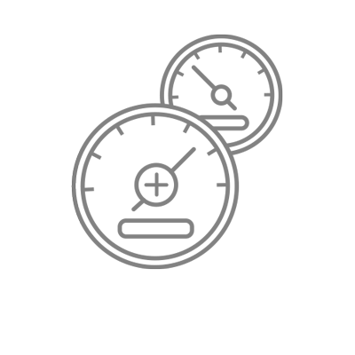 Illustration of two car speedometers, one in the foreground and one in the background, both displaying gauges.