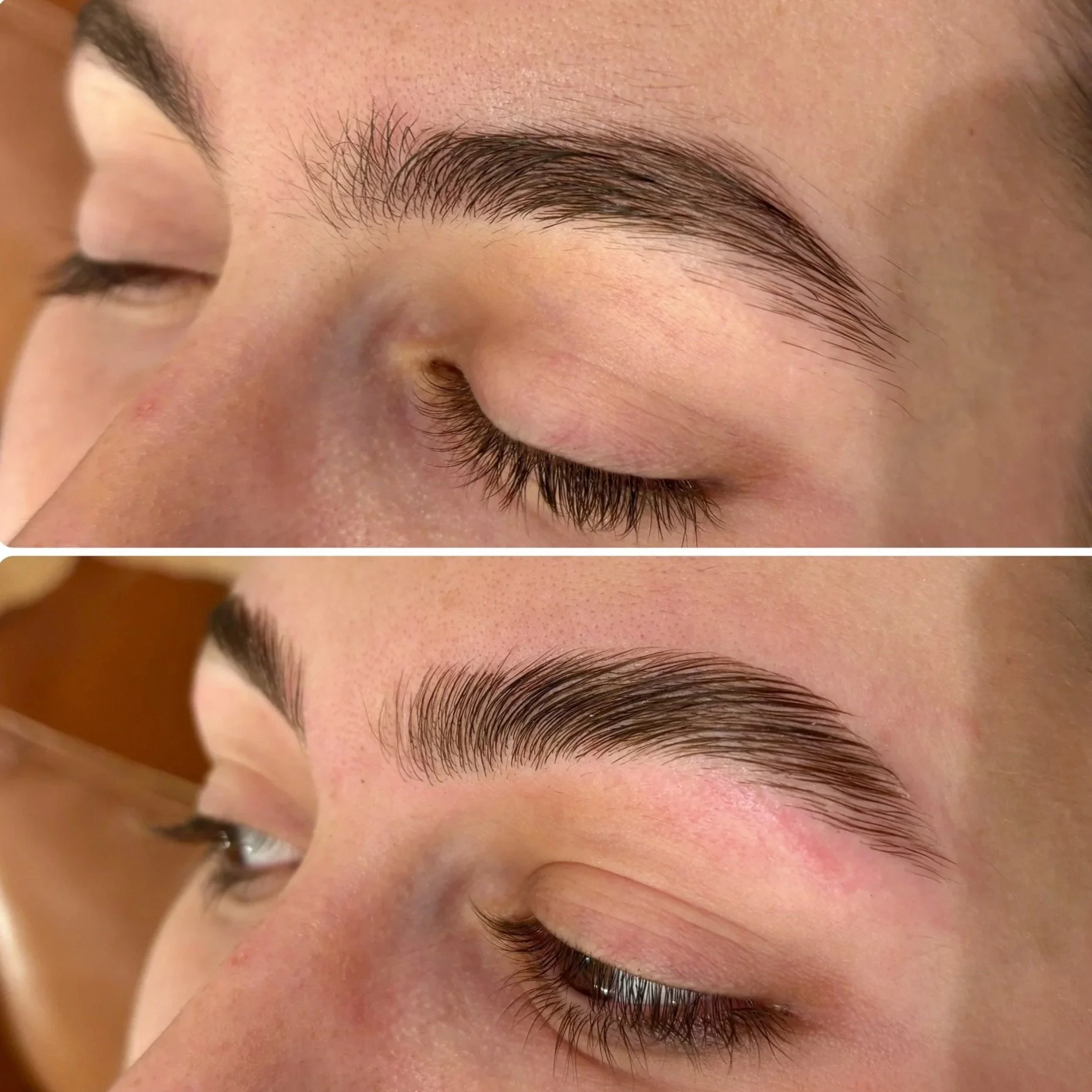 Before and after eyebrow threading