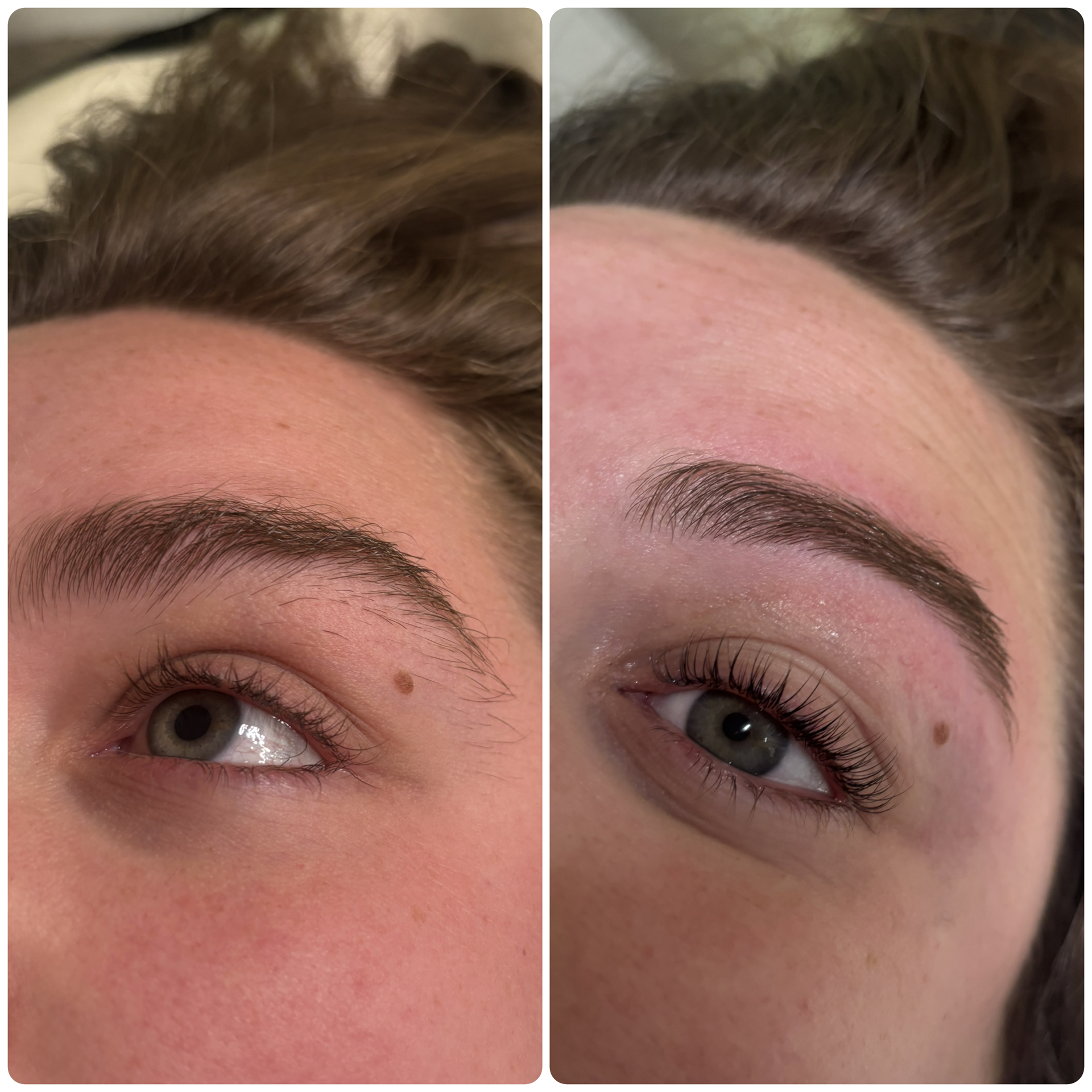 Before and after a lash lift and brow shaping
