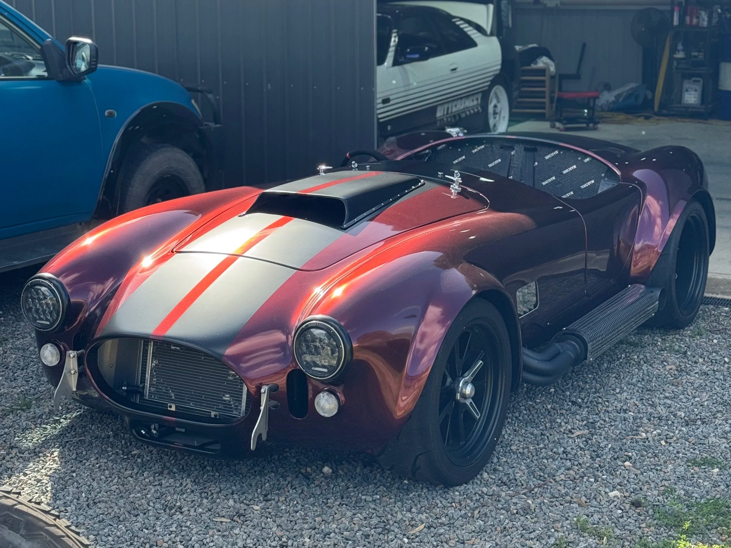 KPMF black/ red iridescent with satin black racing stripes