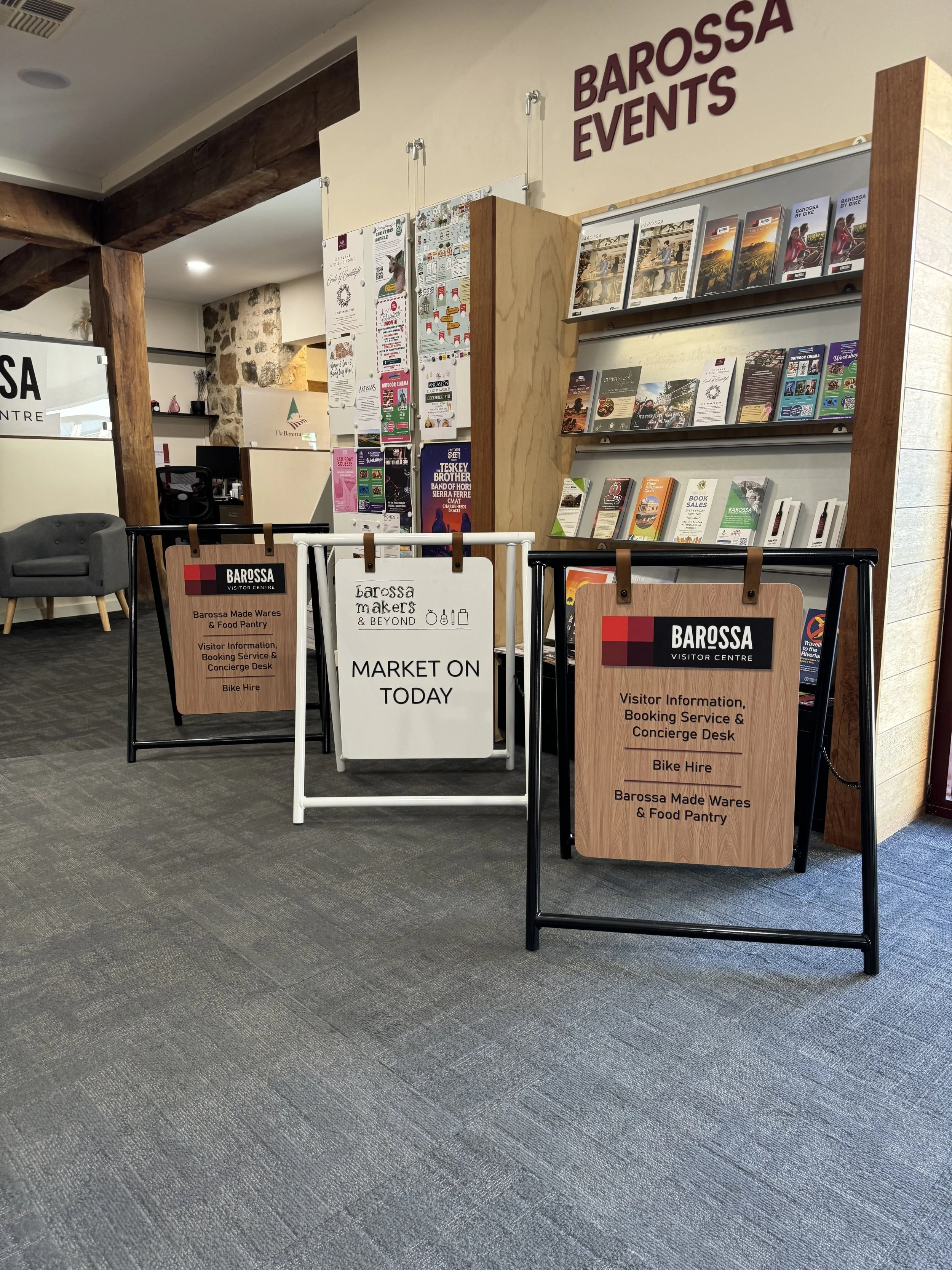 Custom tube A frames with hanging signs