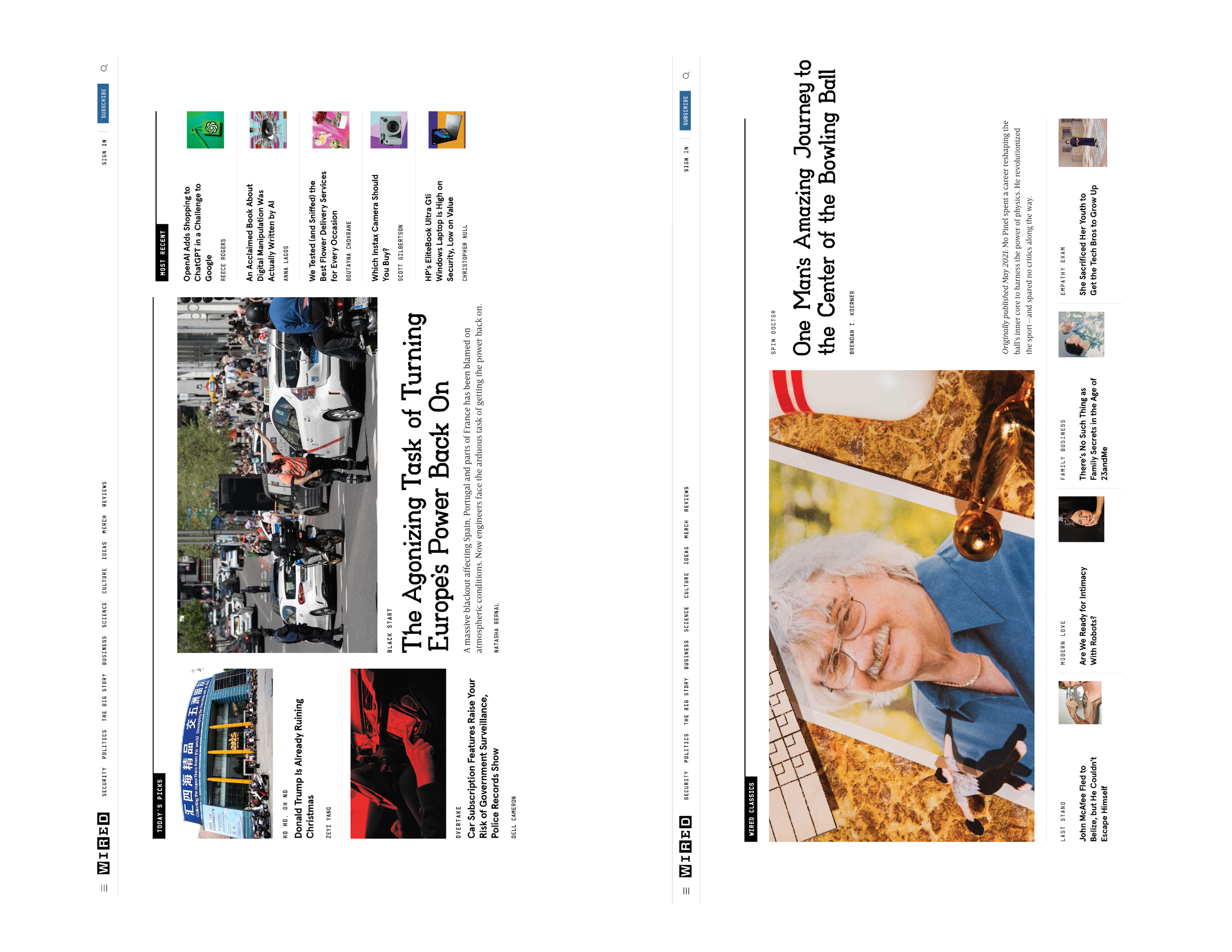 Two-page spread of a WIRED webpage layout showcasing Charging Slab as it would actually be implemented.