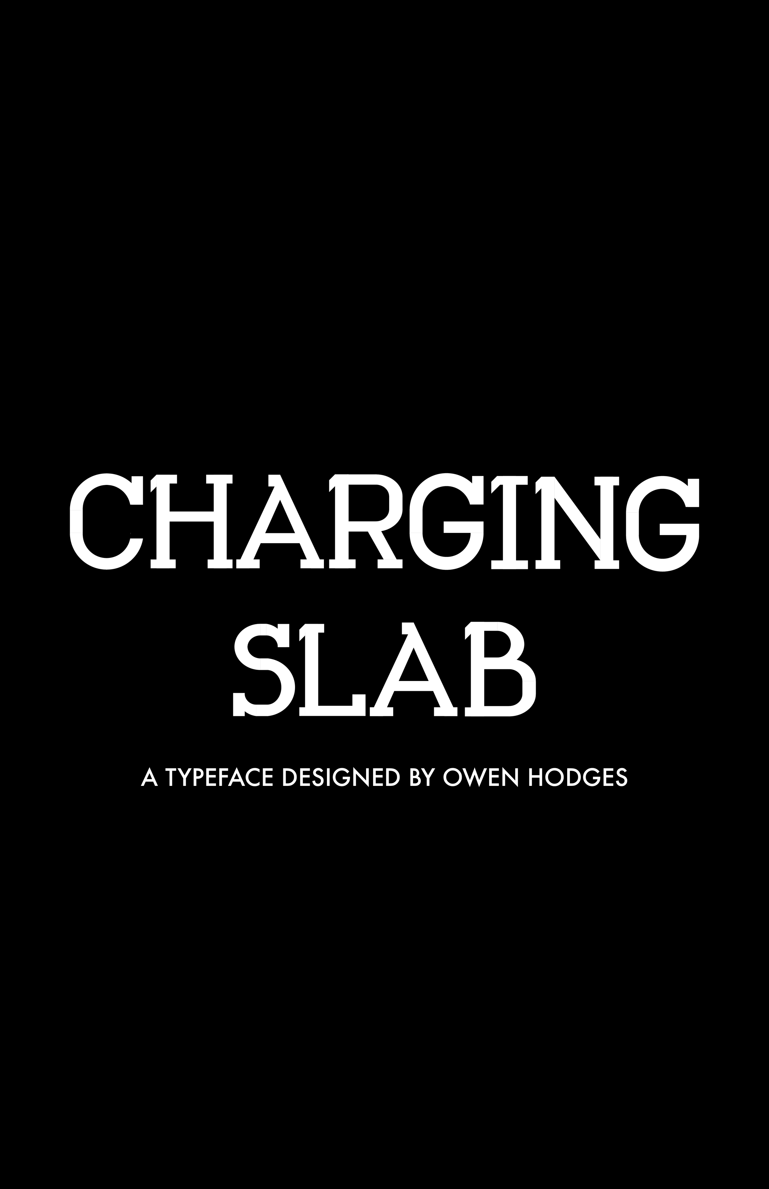 Book cover titled 'Charging Slab,' designed by Owen Hodges, with a black background and large white text.
