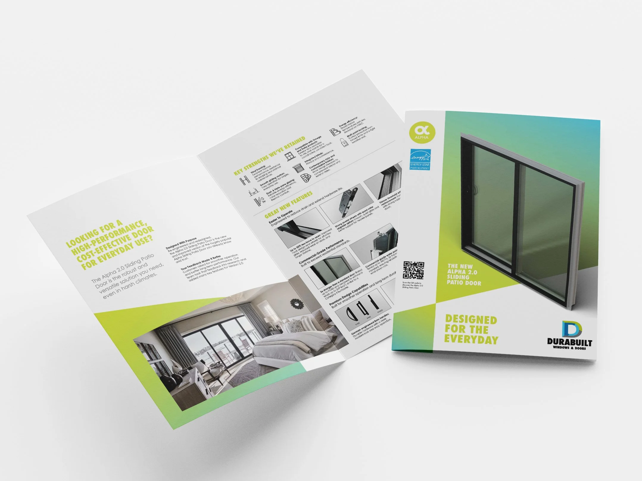 Alpha 2.0 Sliding Patio Door | An introductory sales flyer that highlights what’s new in the Alpha 2.0 Sliding Patio Door, clearly outlining retained strengths and newly added features to support confident product comparisons.