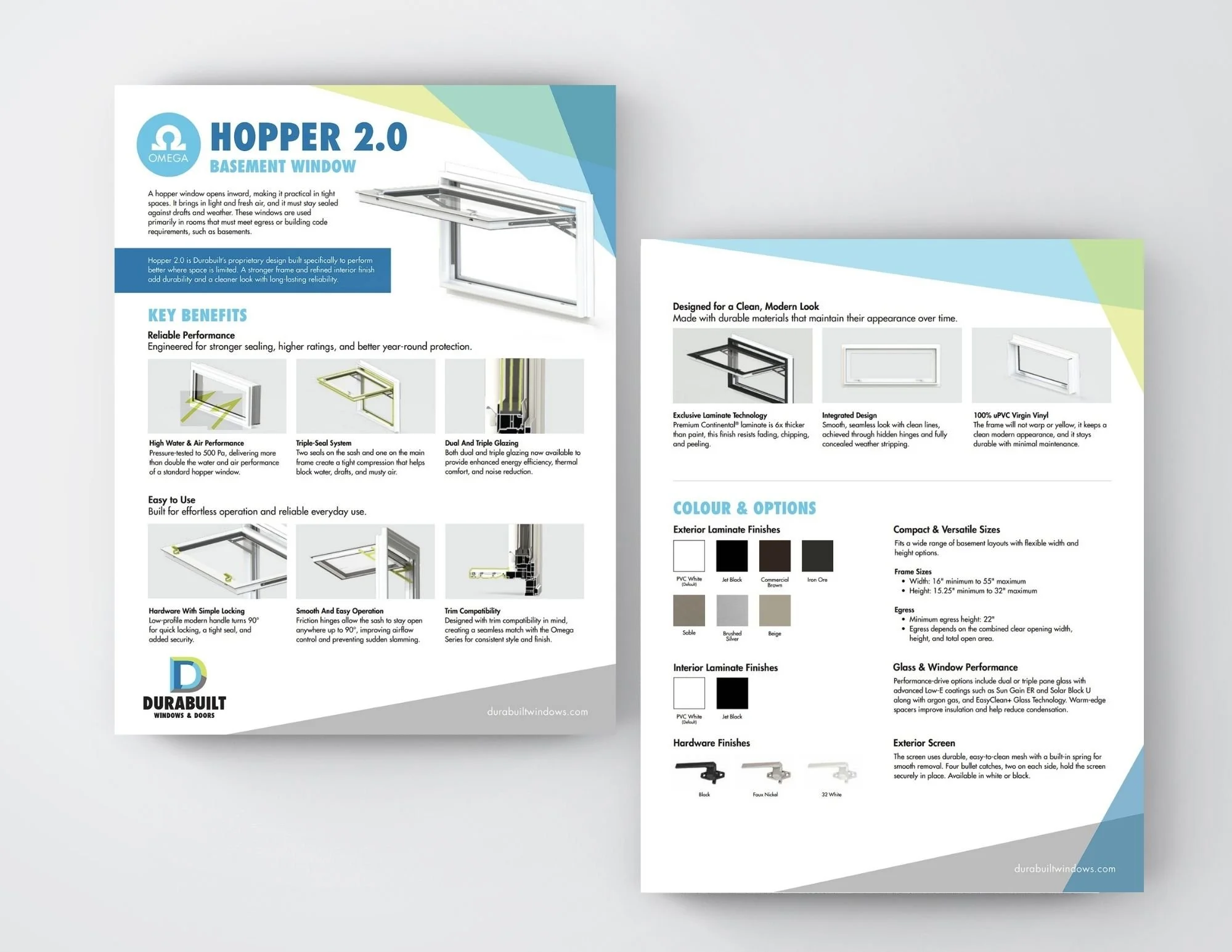 Hopper 2.0 | A focused sell sheet showcasing performance, functionality, and design, positioning Hopper 2.0 as the new standard for high-performing basement windows.