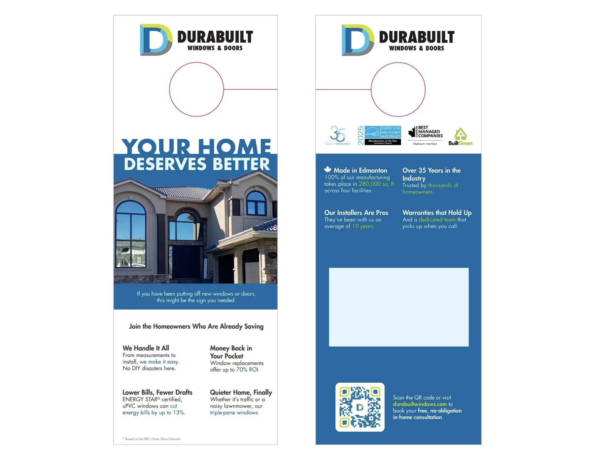 Door Hanger | A neighbourhood-focused sales tool designed to spark conversations when reps are in the field, reinforcing brand trust while supporting local lead generation.