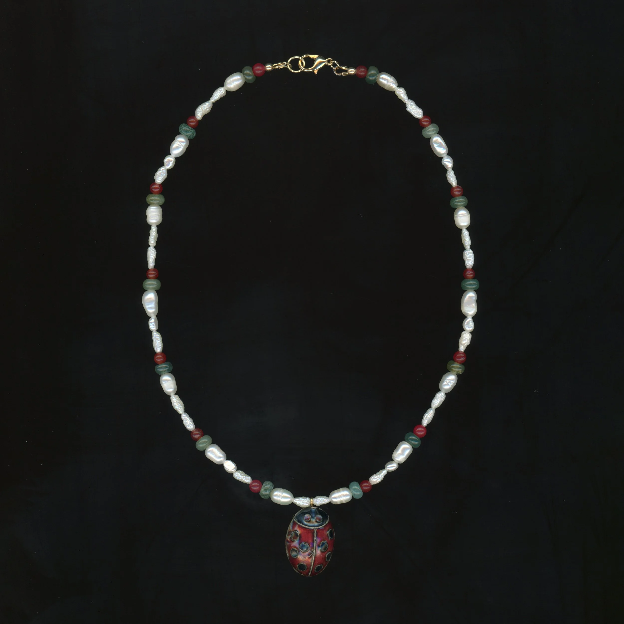 Cloisonné Ladybug - Freshwater Pearl