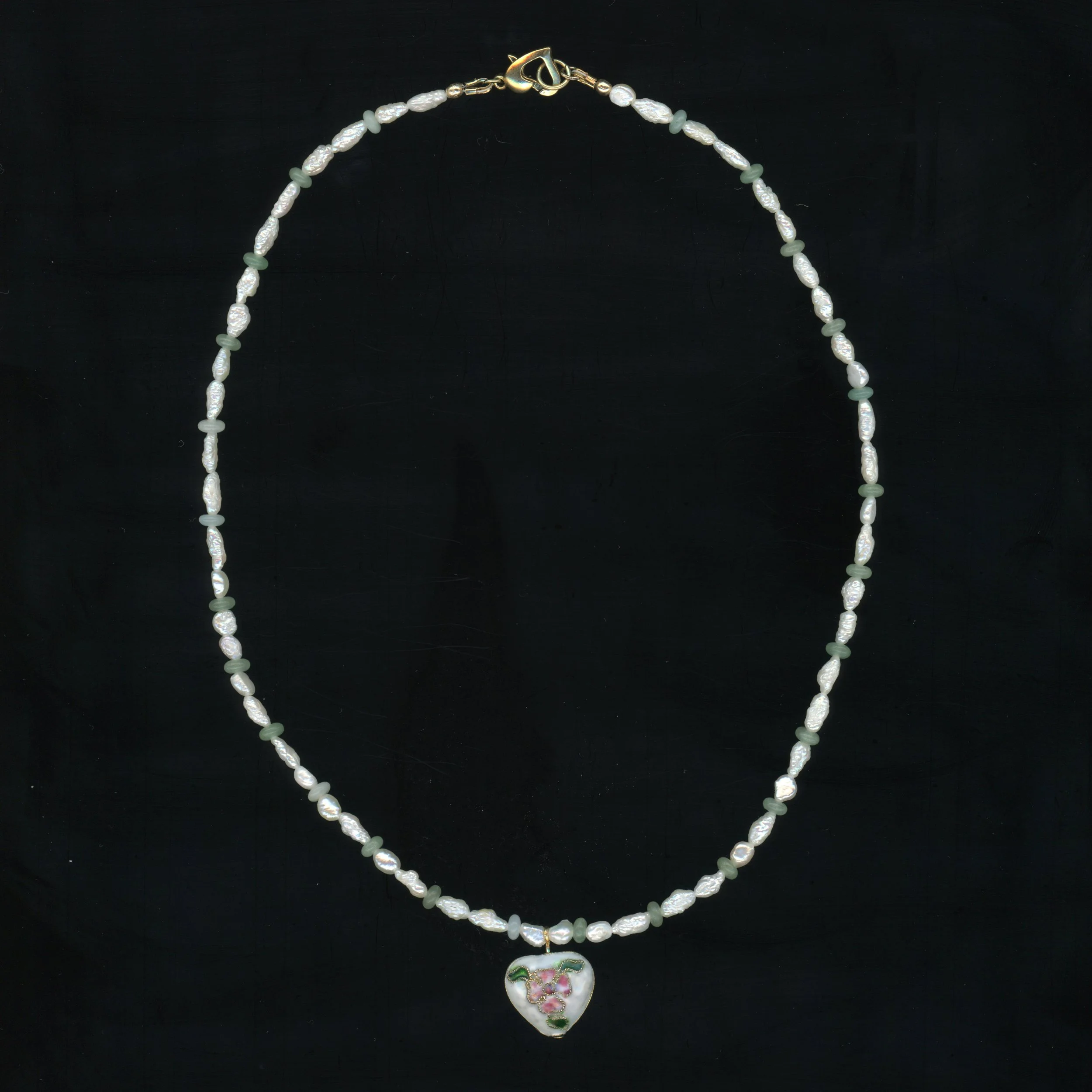 Cloisonné Heart - Keshi Pearl