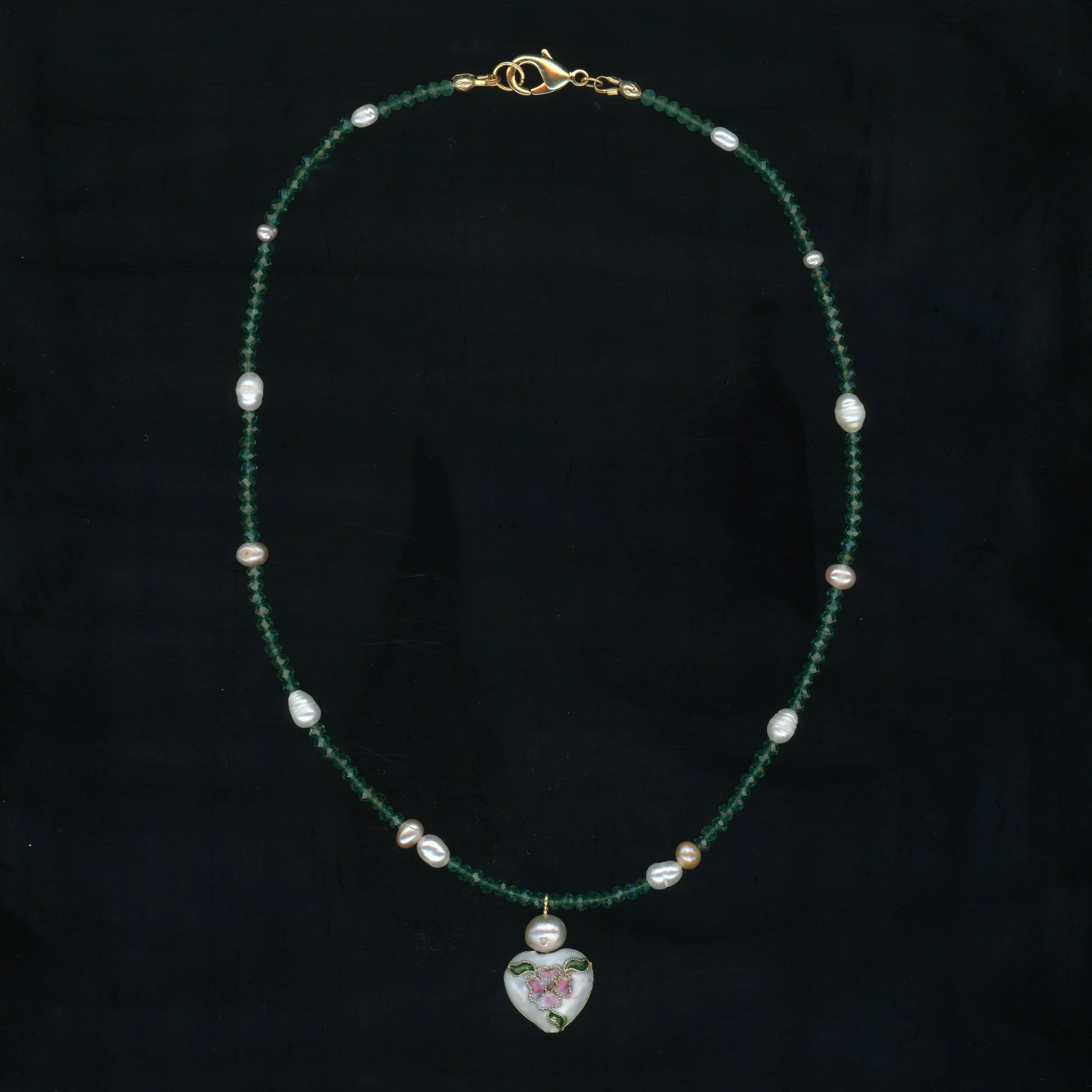 Cloisonné Heart - Czech Crystal