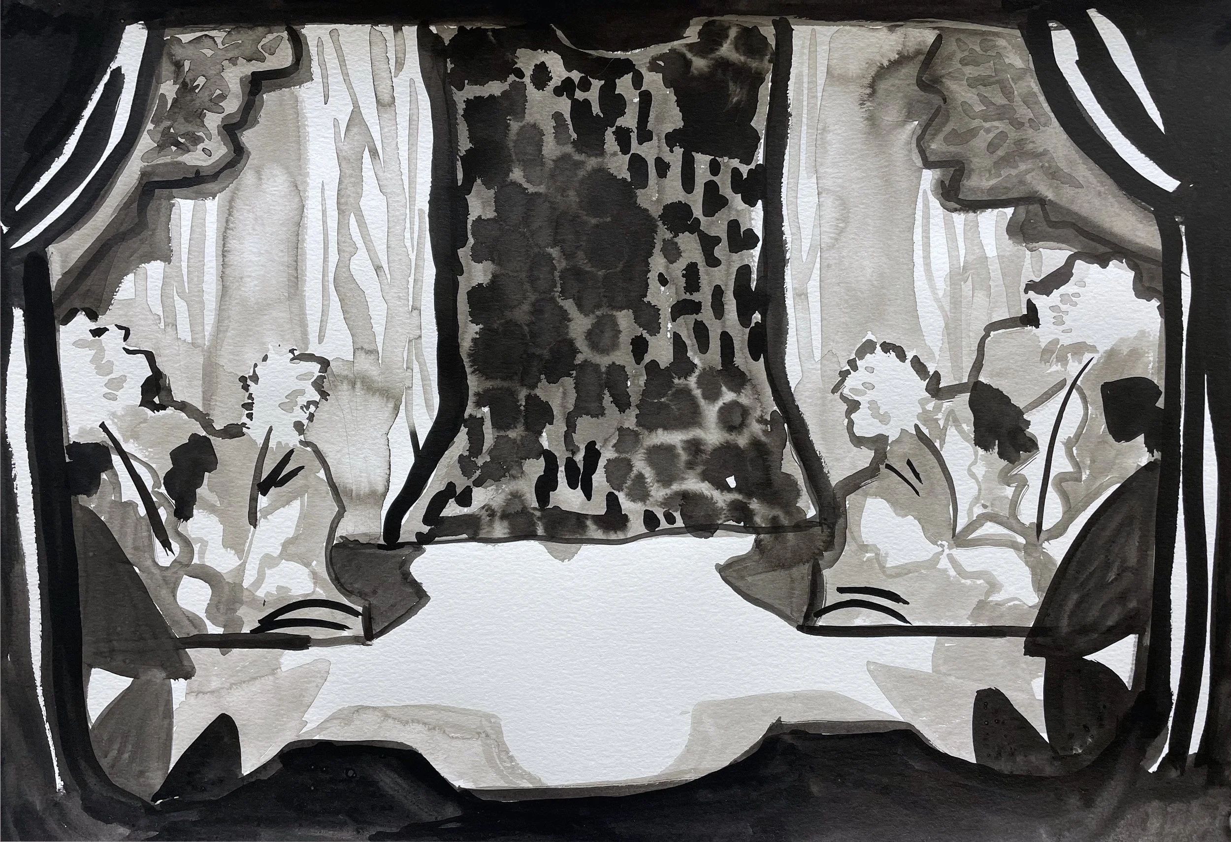 "at the foot of the forest"
ink on paper
12in x18in 
2023