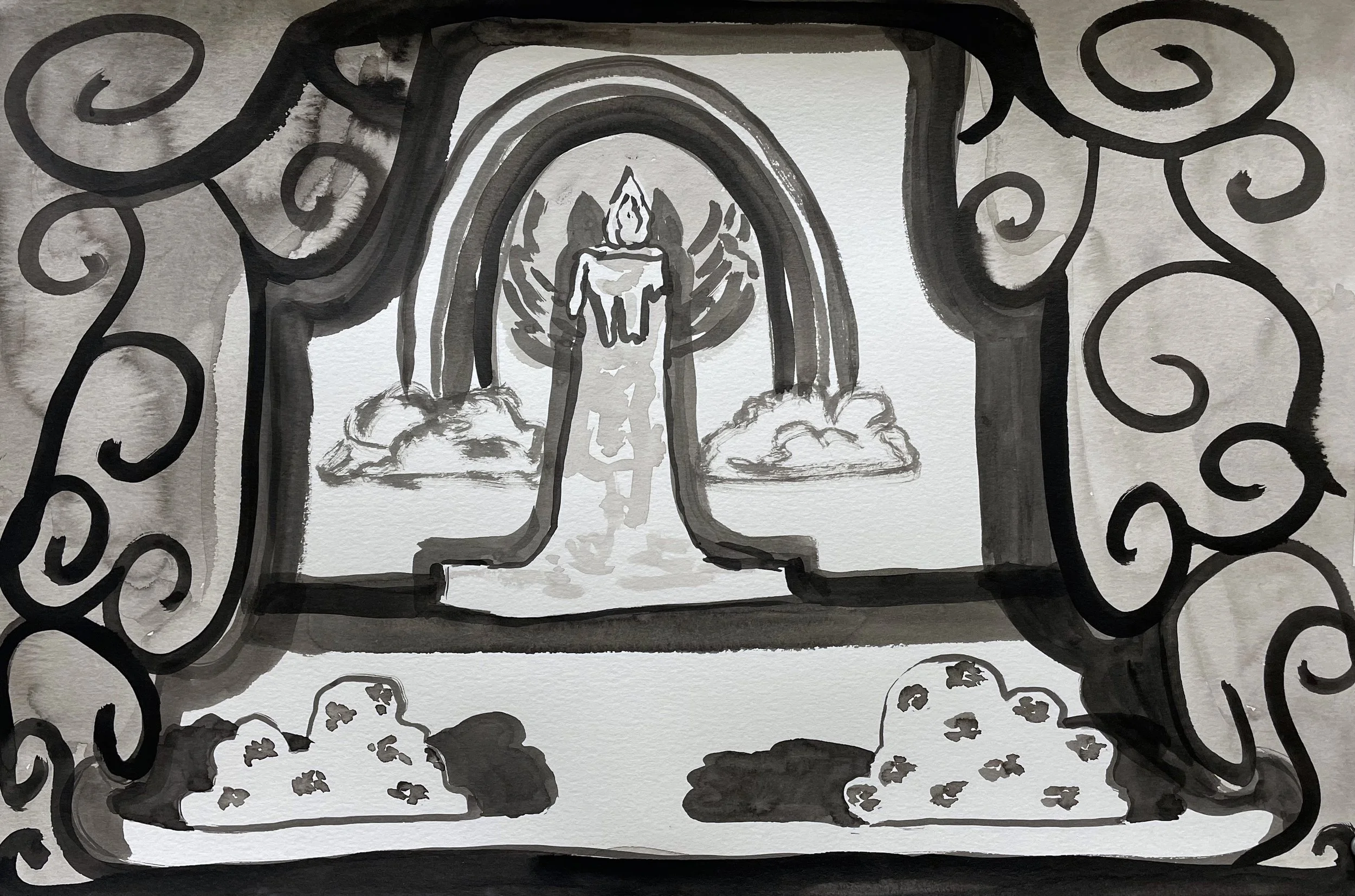 "entranced in"
ink on paper
12in x18in 
2023