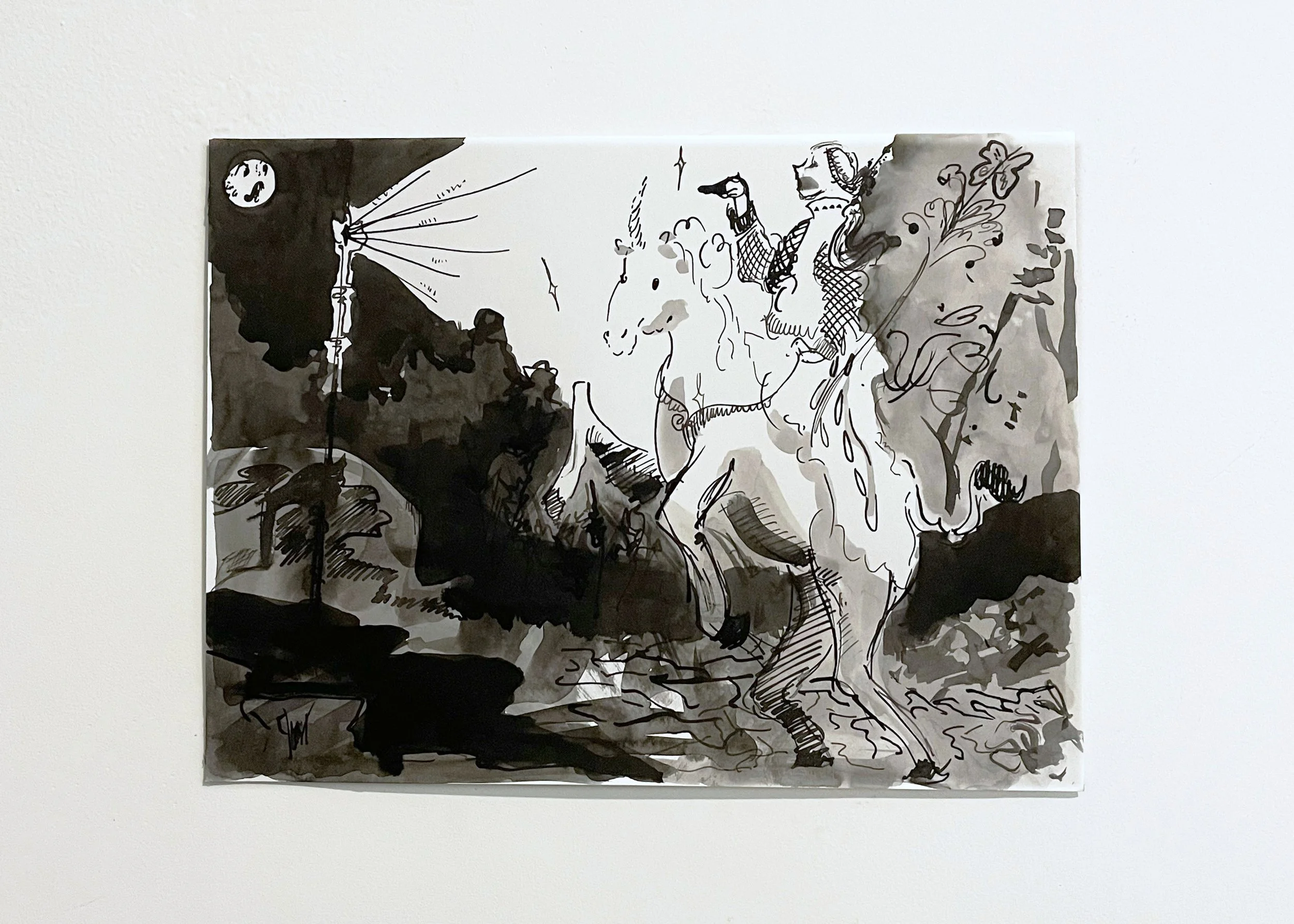 "the meeting of the witch and the goose"
8in x 10in 
ink on paper 
2024