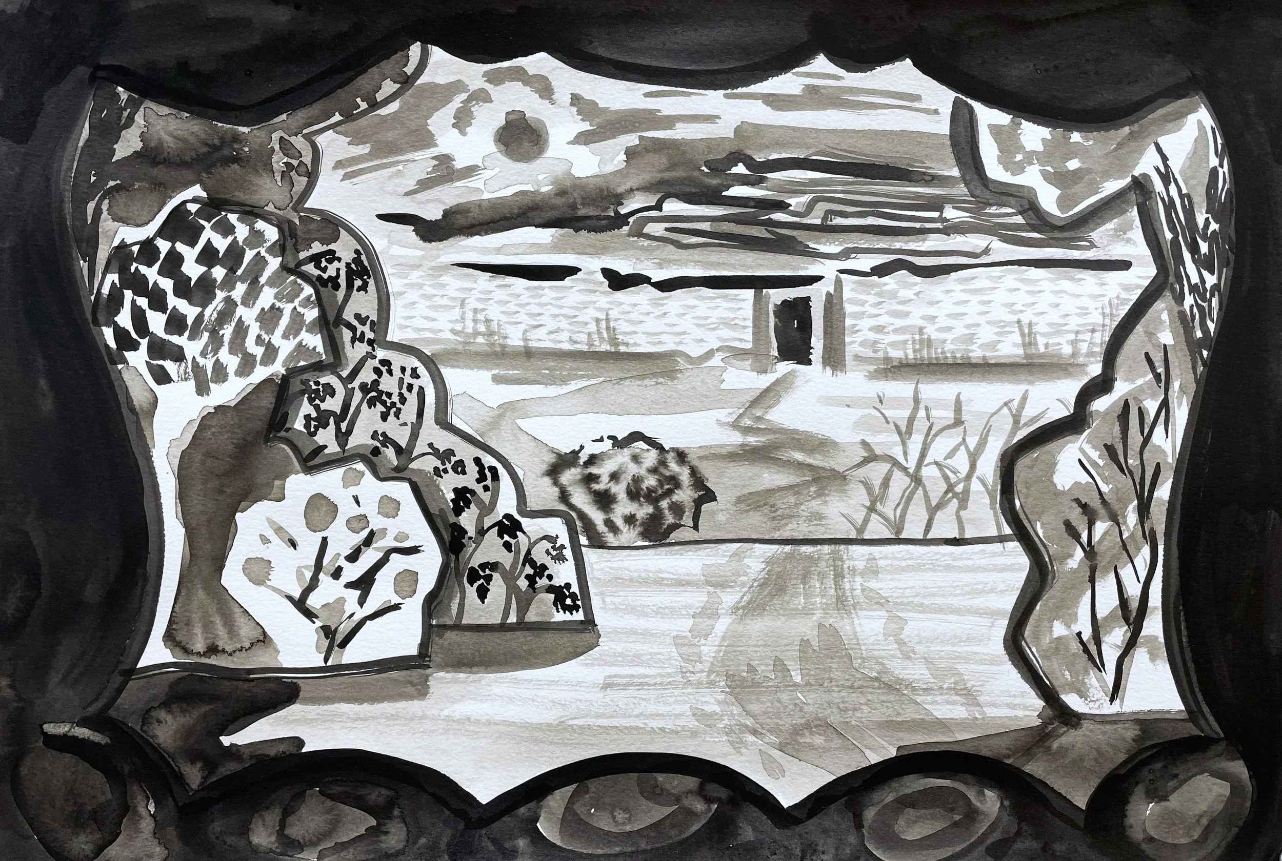 " a journey awaits" 
ink on paper
12in x18in 
2023