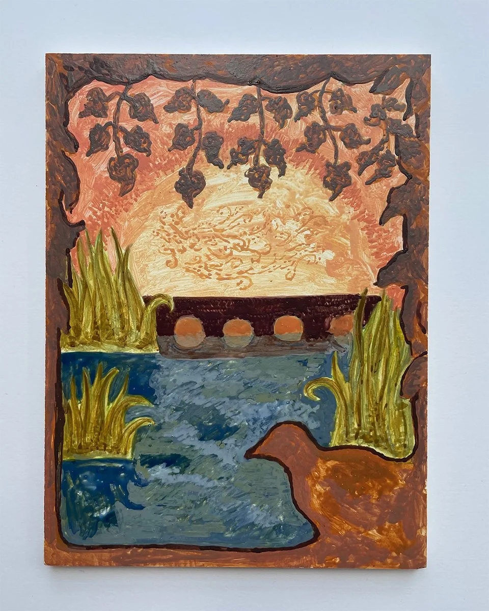 "dawn offering"
egg tempera on panel 
7in x 9.5in 
2023